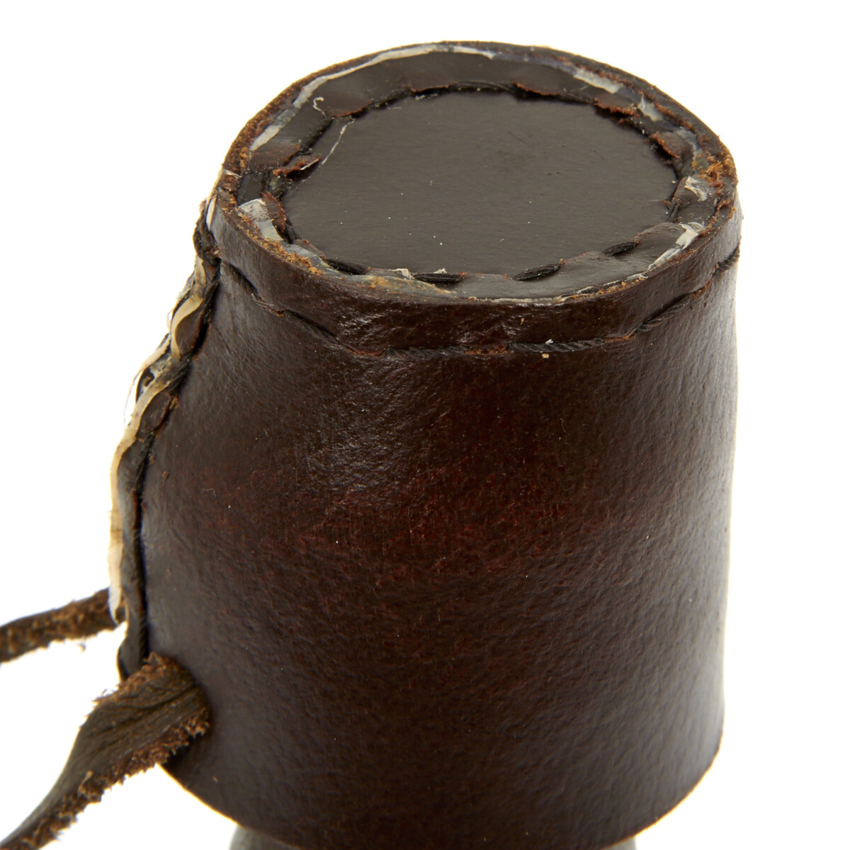 British Victorian Era Zulu War Leather Wrapped Glass Soda Bottle with Cork