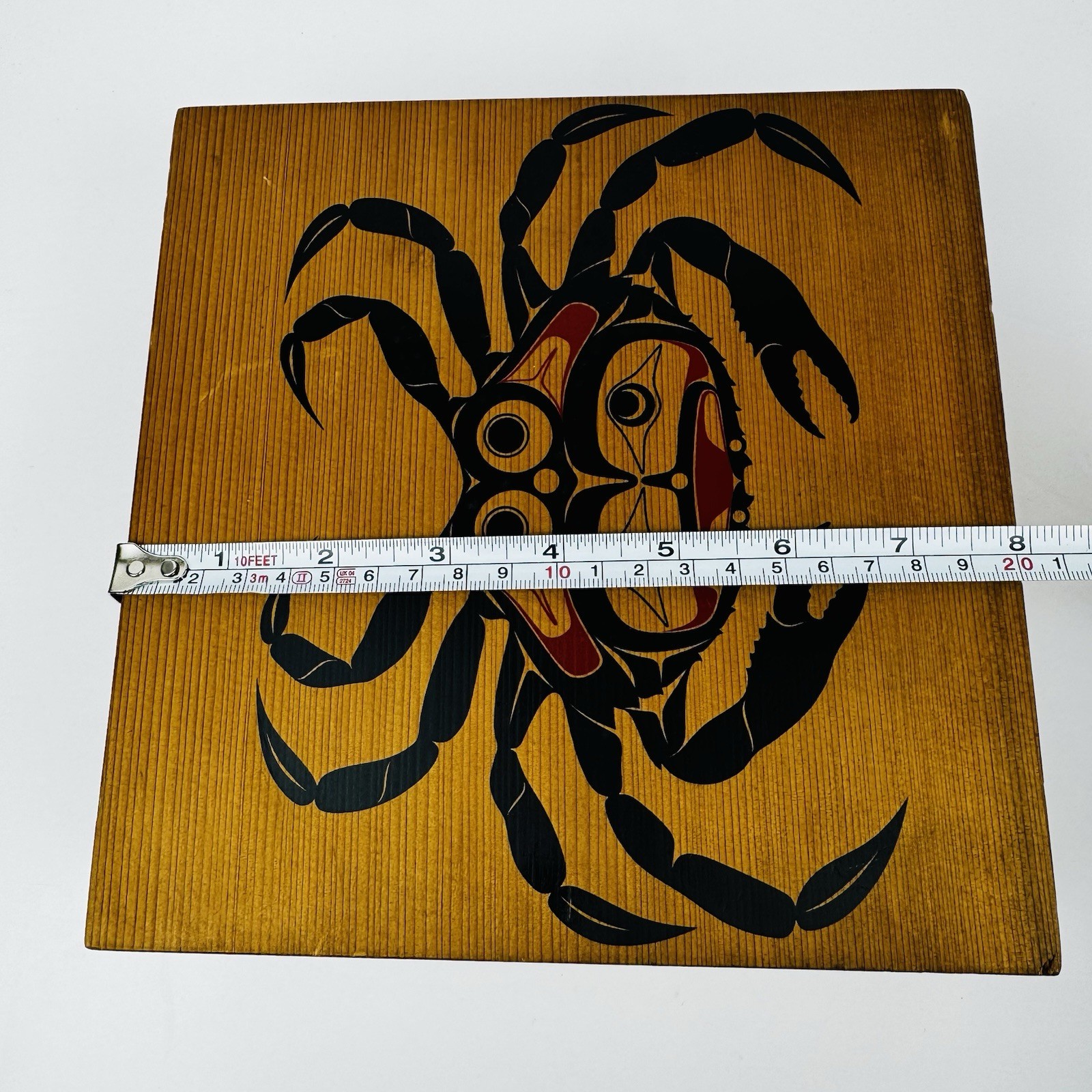 VTG 1987 P Dunthorne Upper Skagit Crab Northwest Cedar Wood Trinket Box 8"x8"