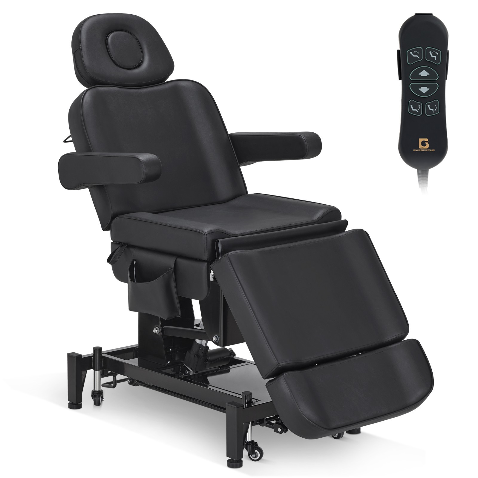 3-Motor Electric Beauty Bed with Foot-Controlled Wheels, Mobile Massage Bed 2754