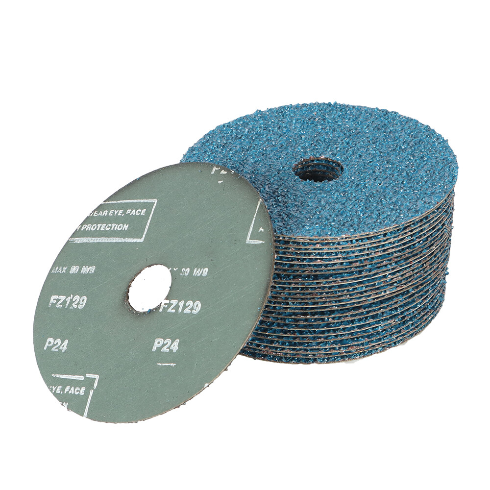 25 Pack 5Inch x 7/8Inch 24 Grit Zirconia Resin Fiber Grinding And Sanding Disc