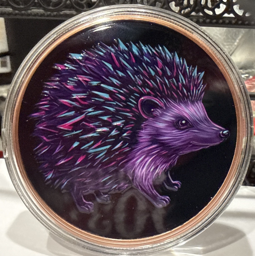Mystic Night Hedgehog 5 oz Colorized Copper Round Capsule Mintage 5000 FREE SHIP