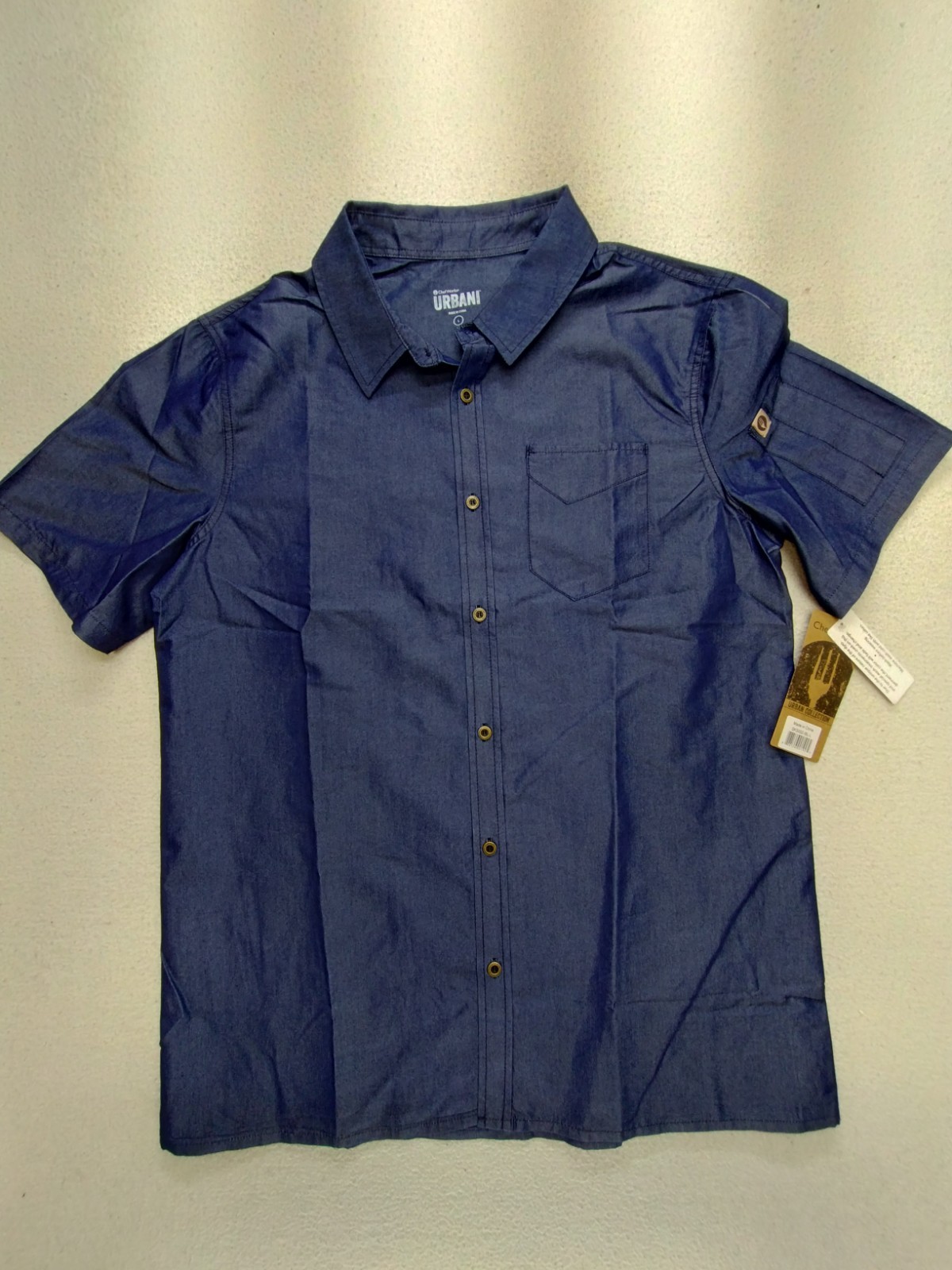NEW Chef Works Urban Collection Short Sleeve Shirt Large Men Blue Restaurant NWT