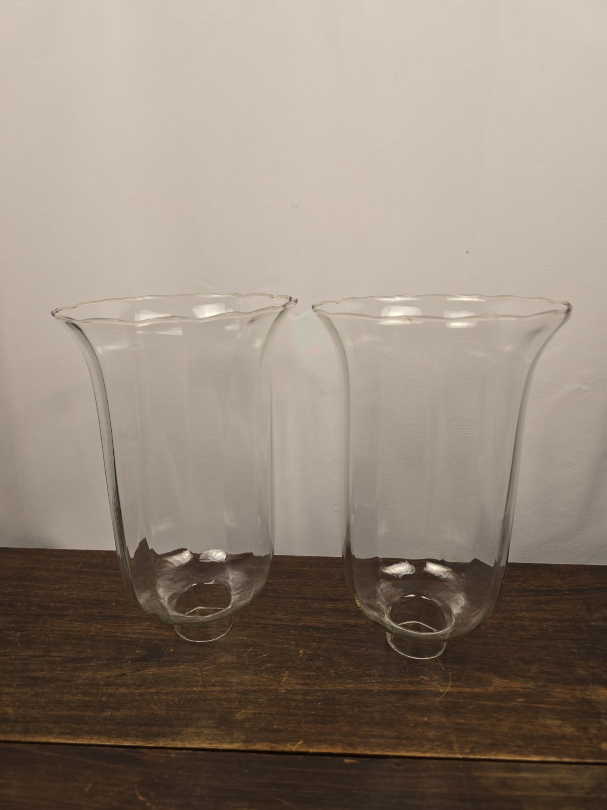 Set Of 2 Clear Fluted Glass Enhance Lighting Fixtures Candle Holders Lamp Shades