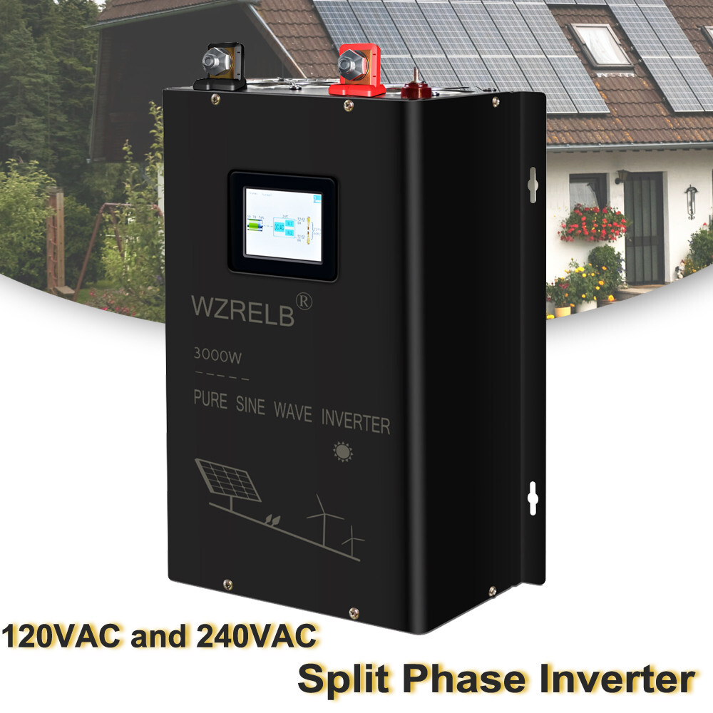 48V DC Pure Sine Wave Split Phase Inverter 3000W 120V 240V AC Solar System Home
