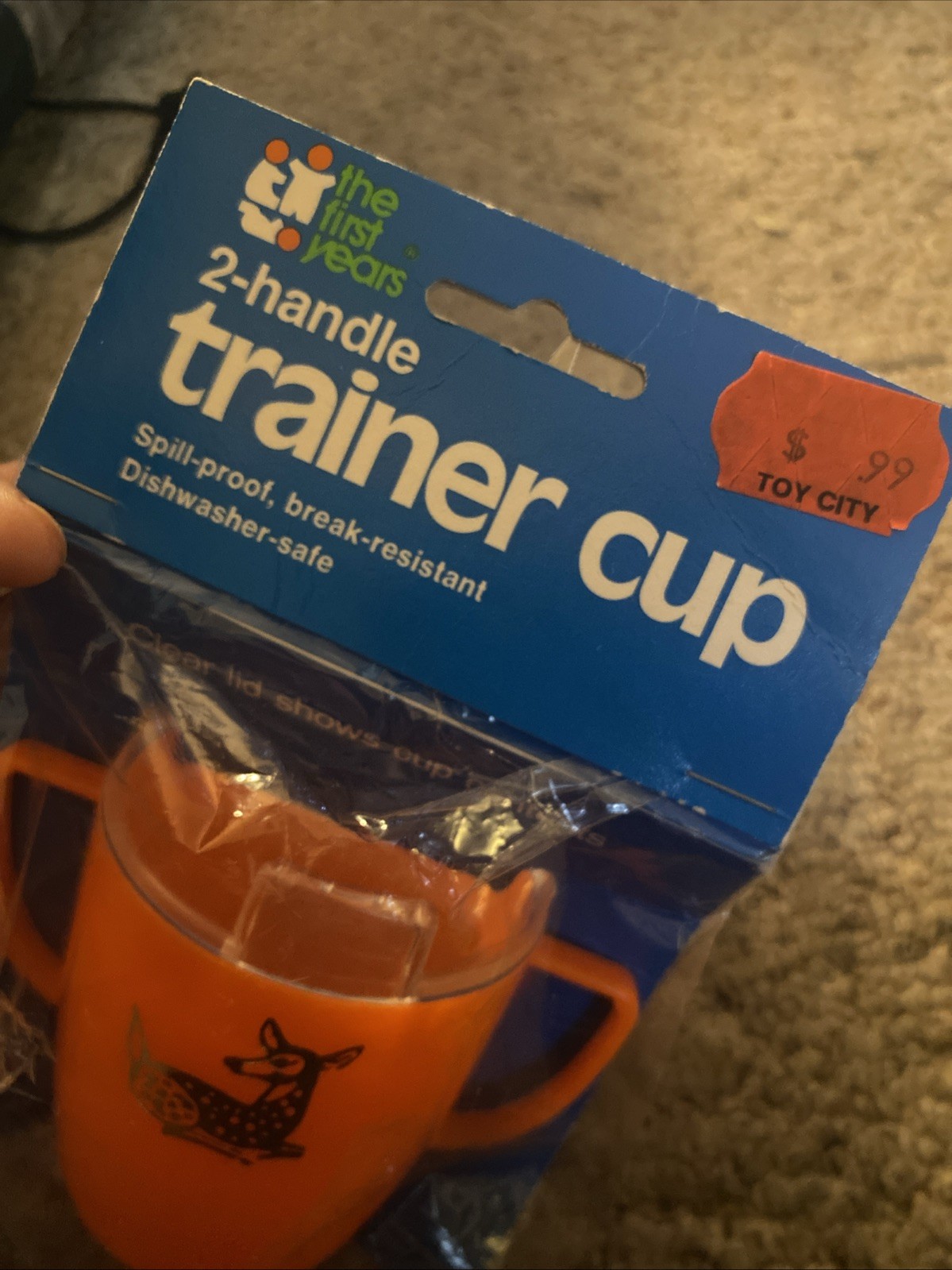 Vintage The first years Tommee Tippee Sippy Cup Trainer Cup - Orange - NOS 1978