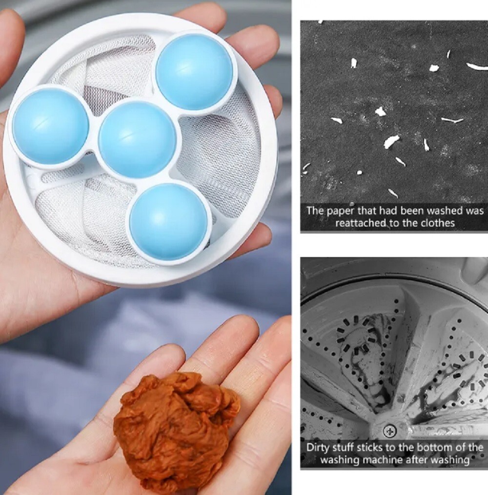 3 Reusable Laundry Lint Catcher & Pet Hair Remover Washing Machine Lint Mesh Bag