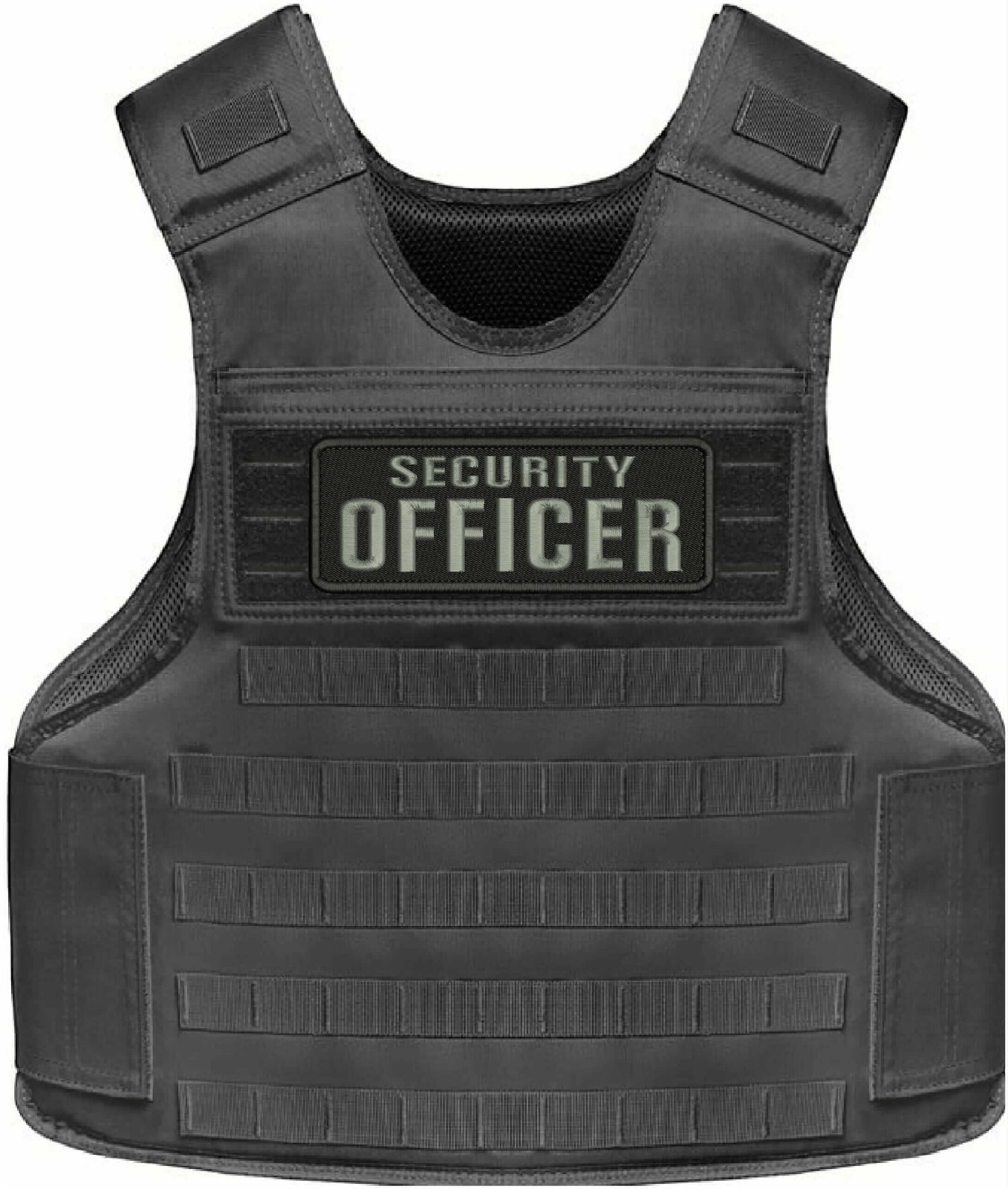 SECURITY Officer EMBROIDERY PATCH 2.5x7 hook  ON back GRAY ON BLACK