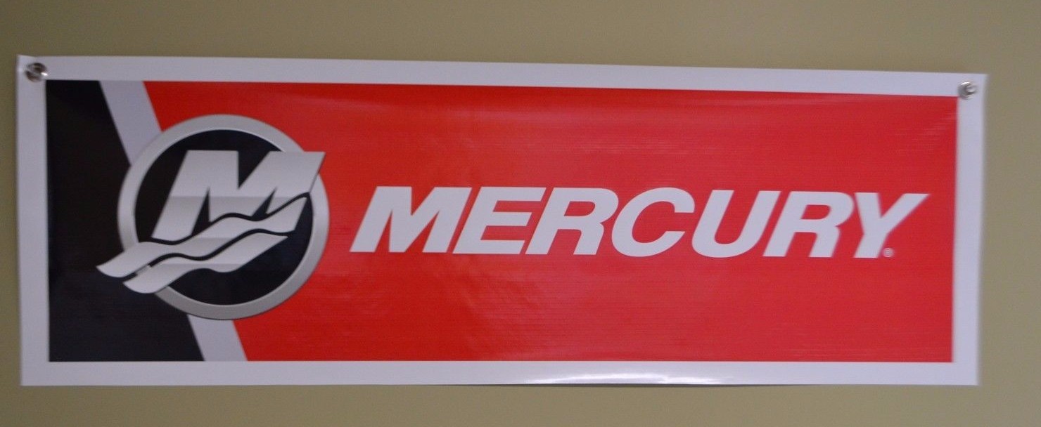 Mercury Red Outboard Marin  Motor Sign Banner Fishing Bass Boat 10 day