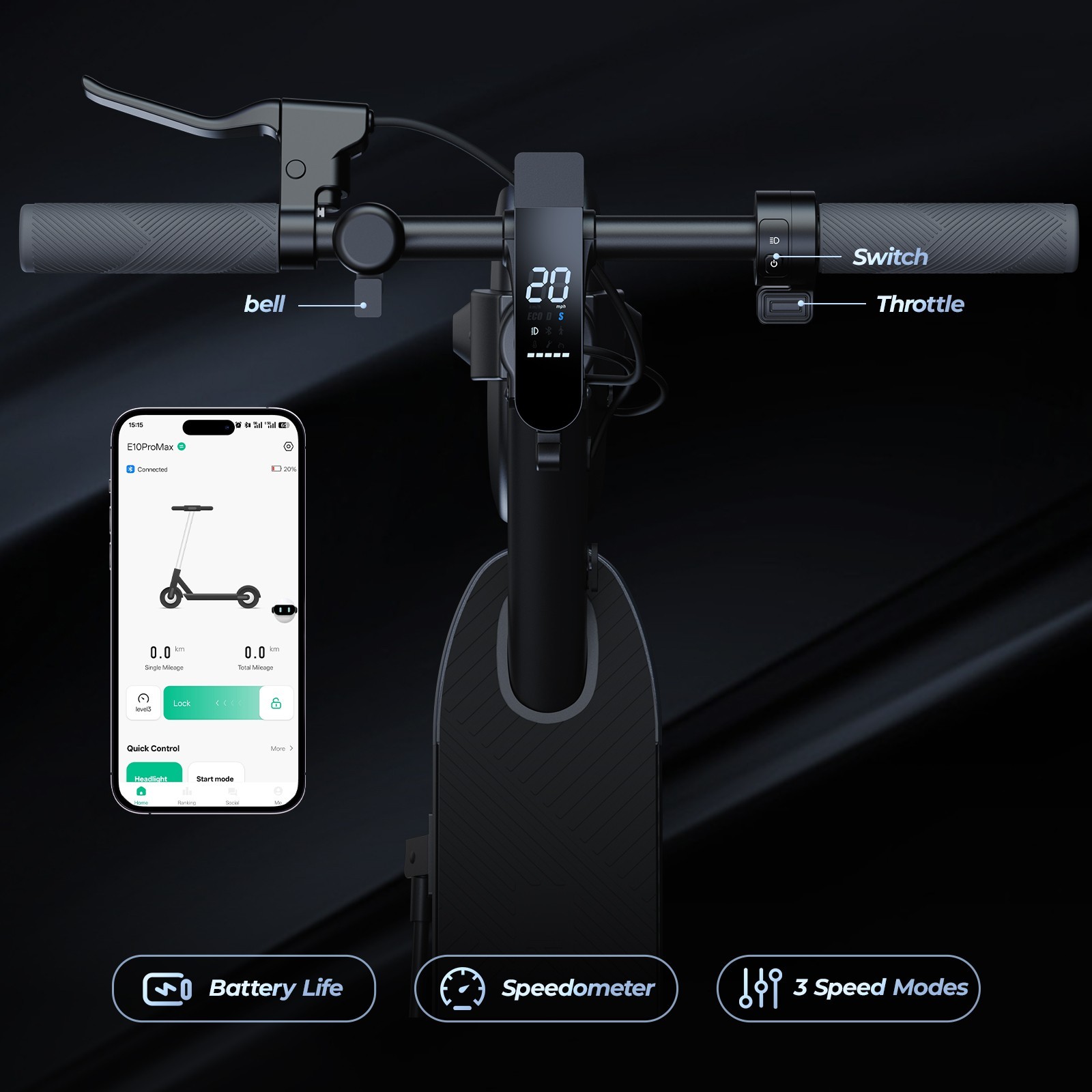 500W Commuter Electric Scooter For Adult 22MPH 20 Mile Range 8.5" Solid Tires