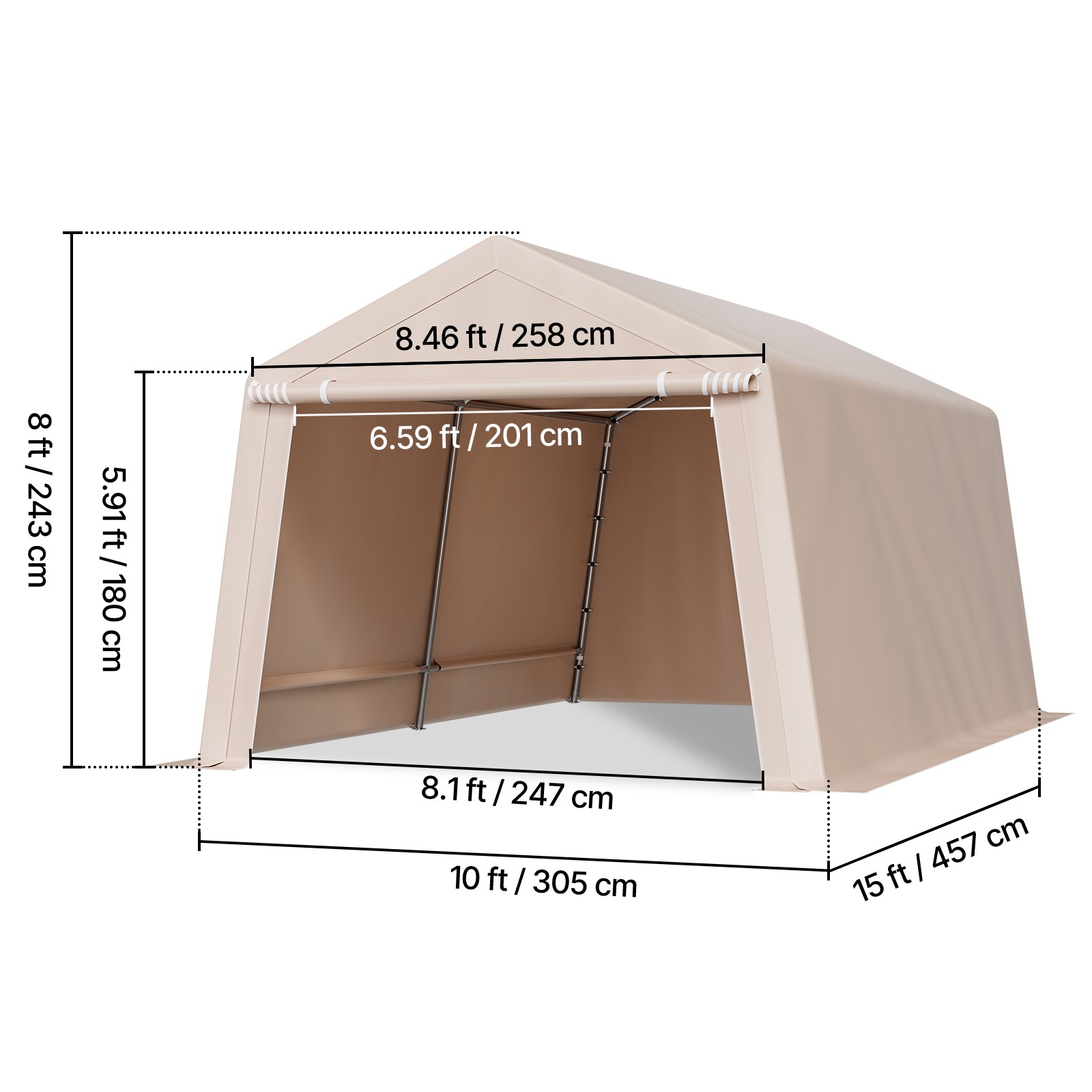Uimoso 10x15 ft Portable Outdoor Storage Shed Canopy Tent Garage