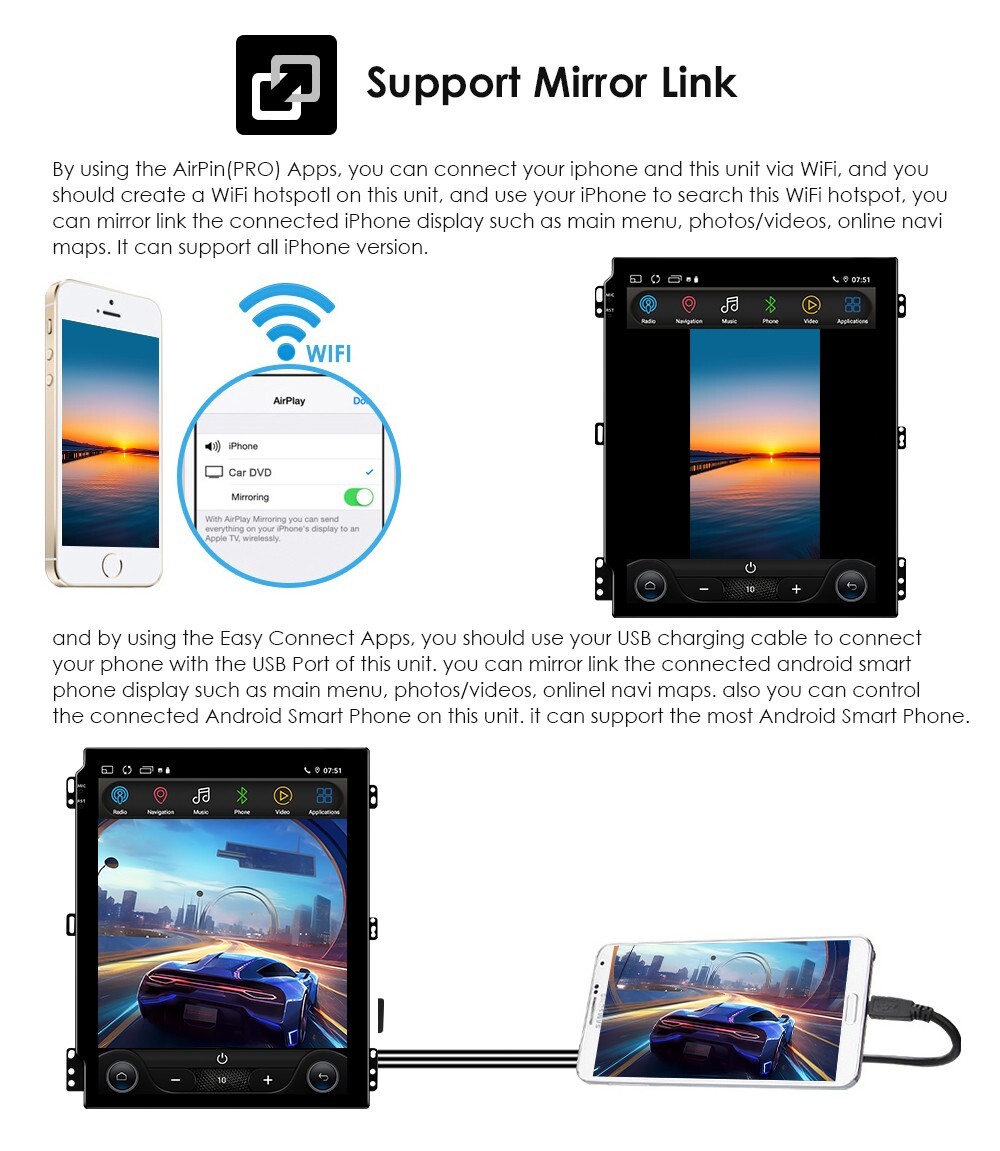 Apple Carplay Android 9.7" Car Stereo GPS Radio WiFi For DODGE Durango 2014-2020