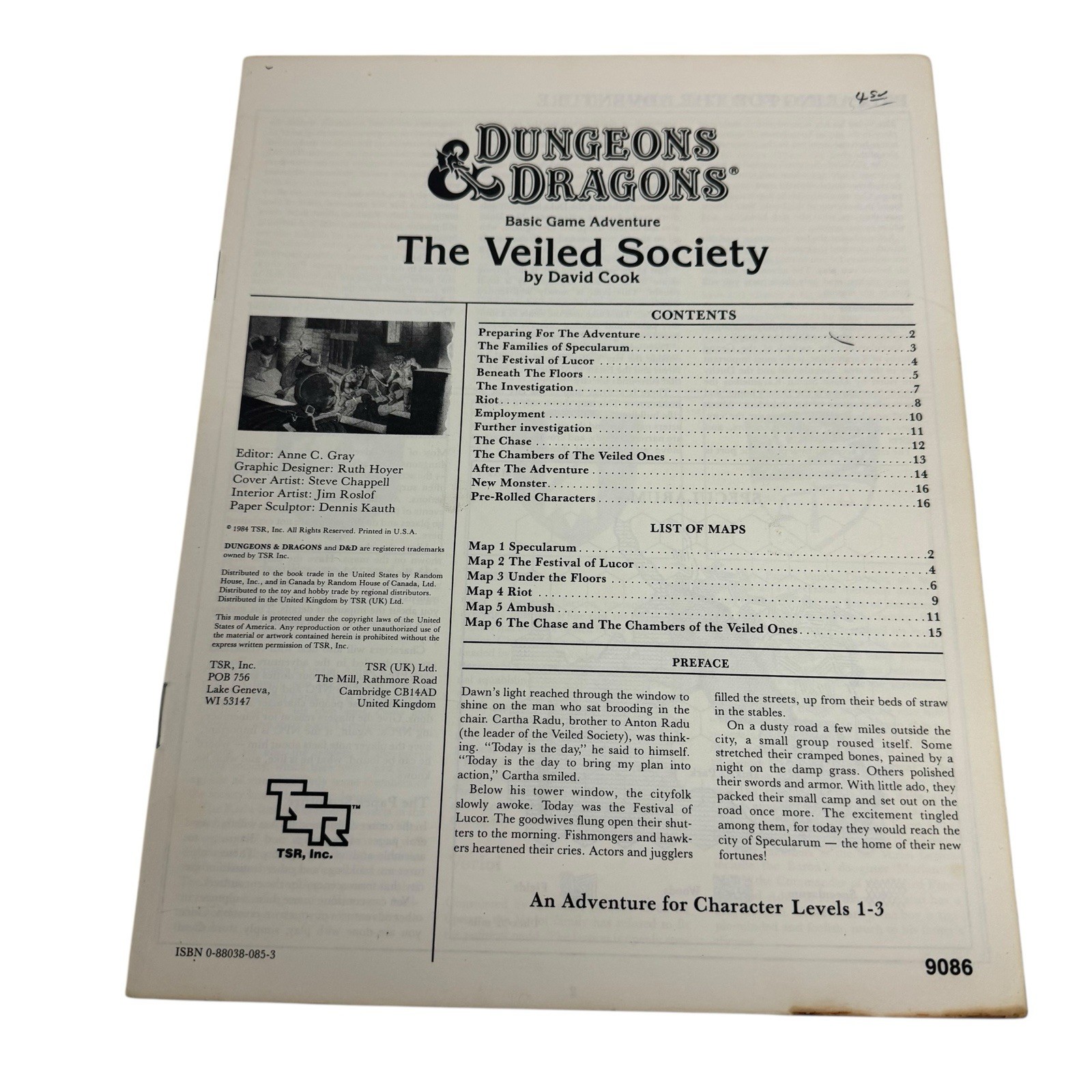 Dungeons & Dragons 1984 B6 The Veiled Society by David Cook TSR 9086