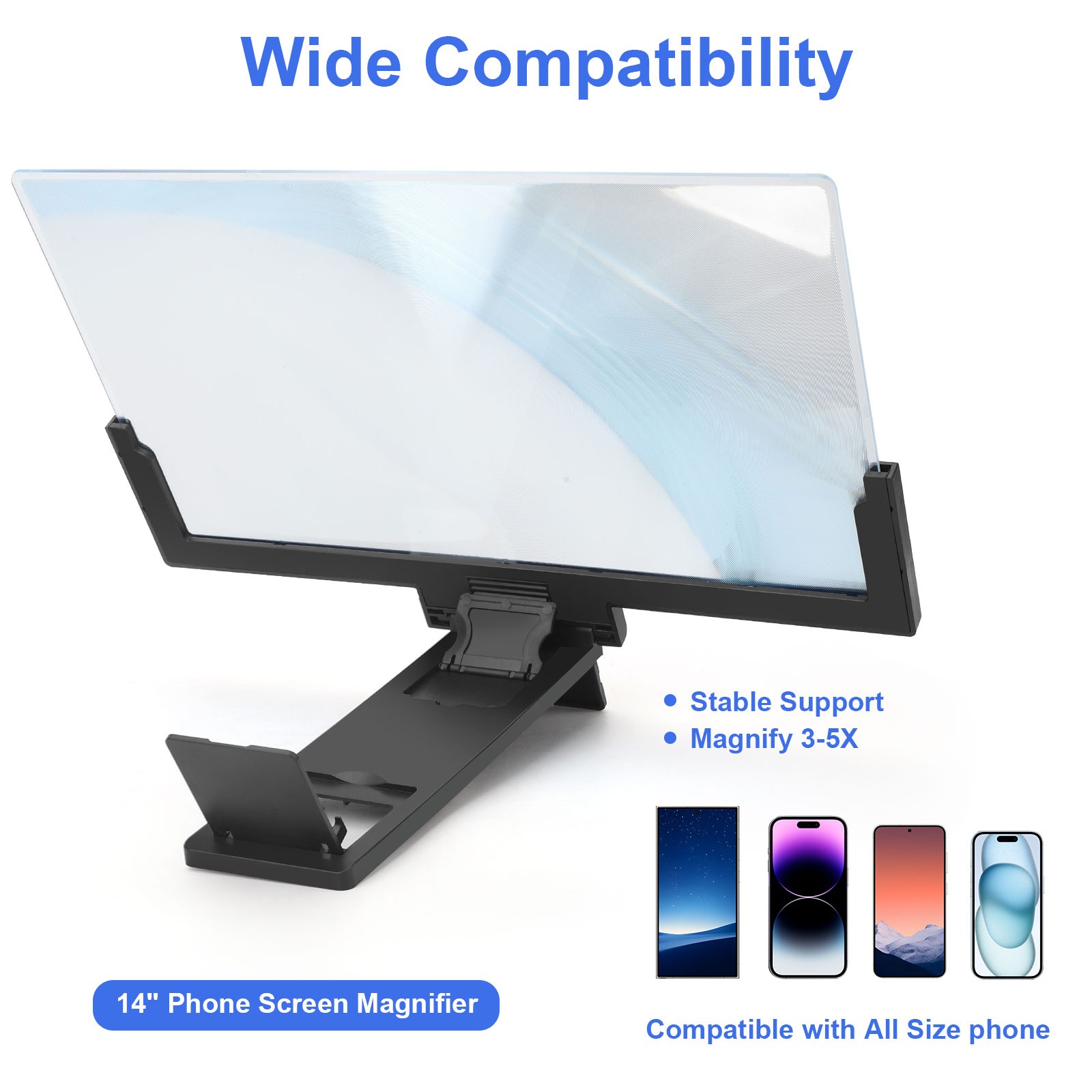 14" Smartphone Screen Magnifier 3D HD Mobile Phone Video Amplifier Stand Bracket