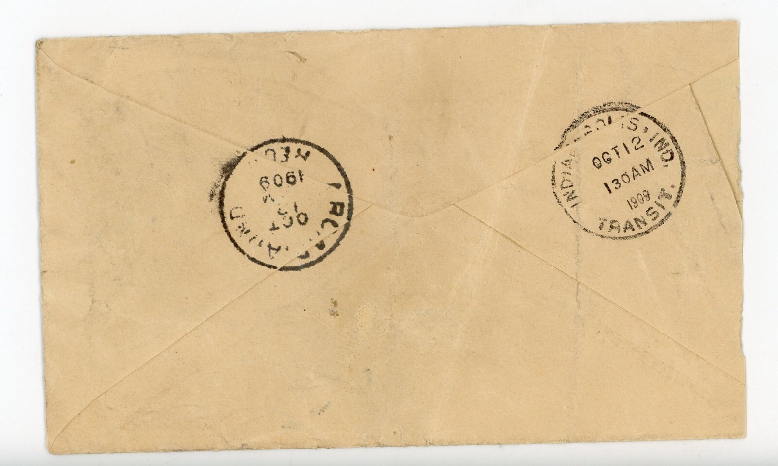 1909 Cover Stamp Brookville Indiana Trustee Charles James Emma Arcadia Red 2C