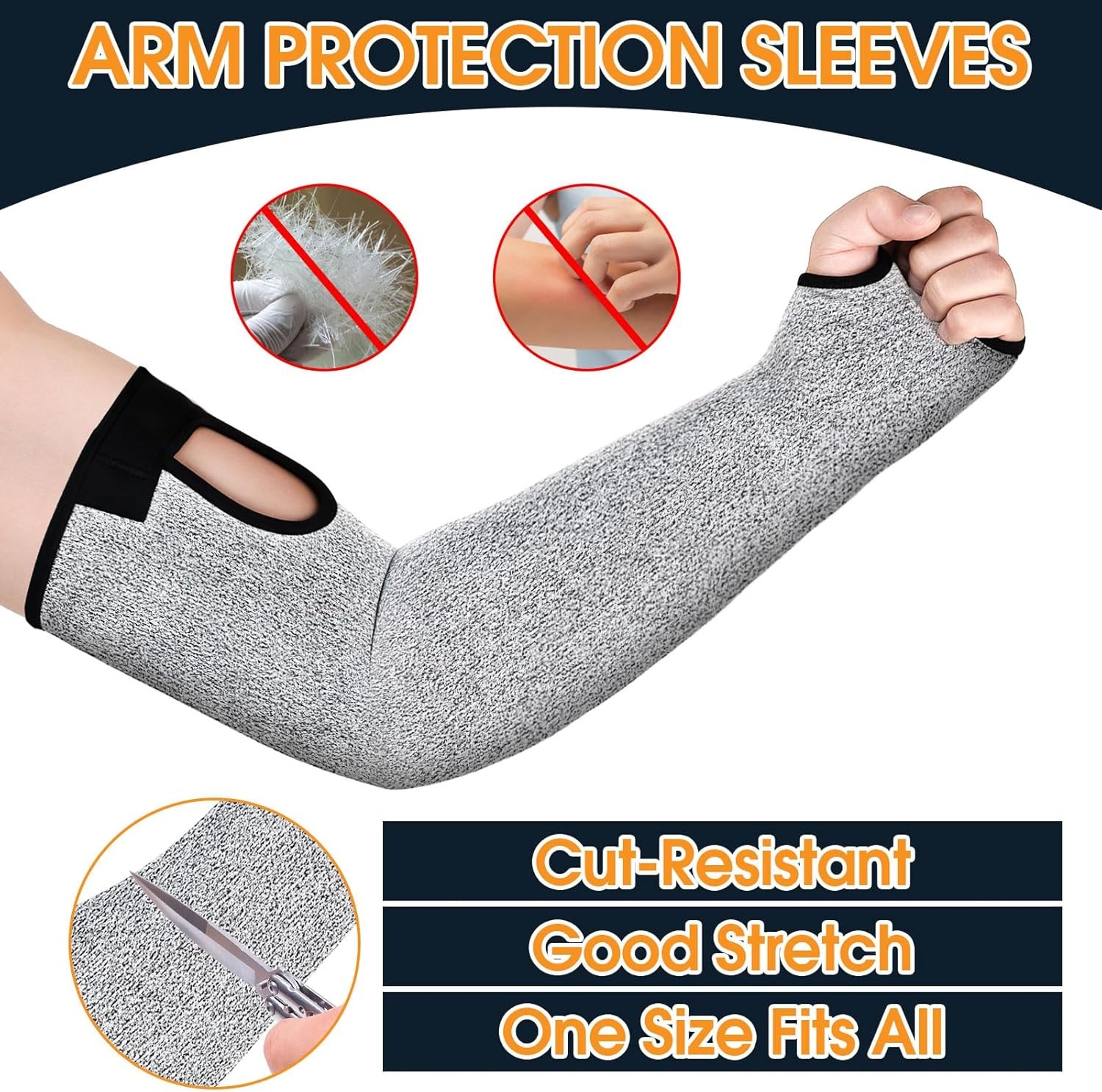 Protective Arm Sleeves 1 Pair, Cut Resistant for Thin Skin, Welding or Gardening