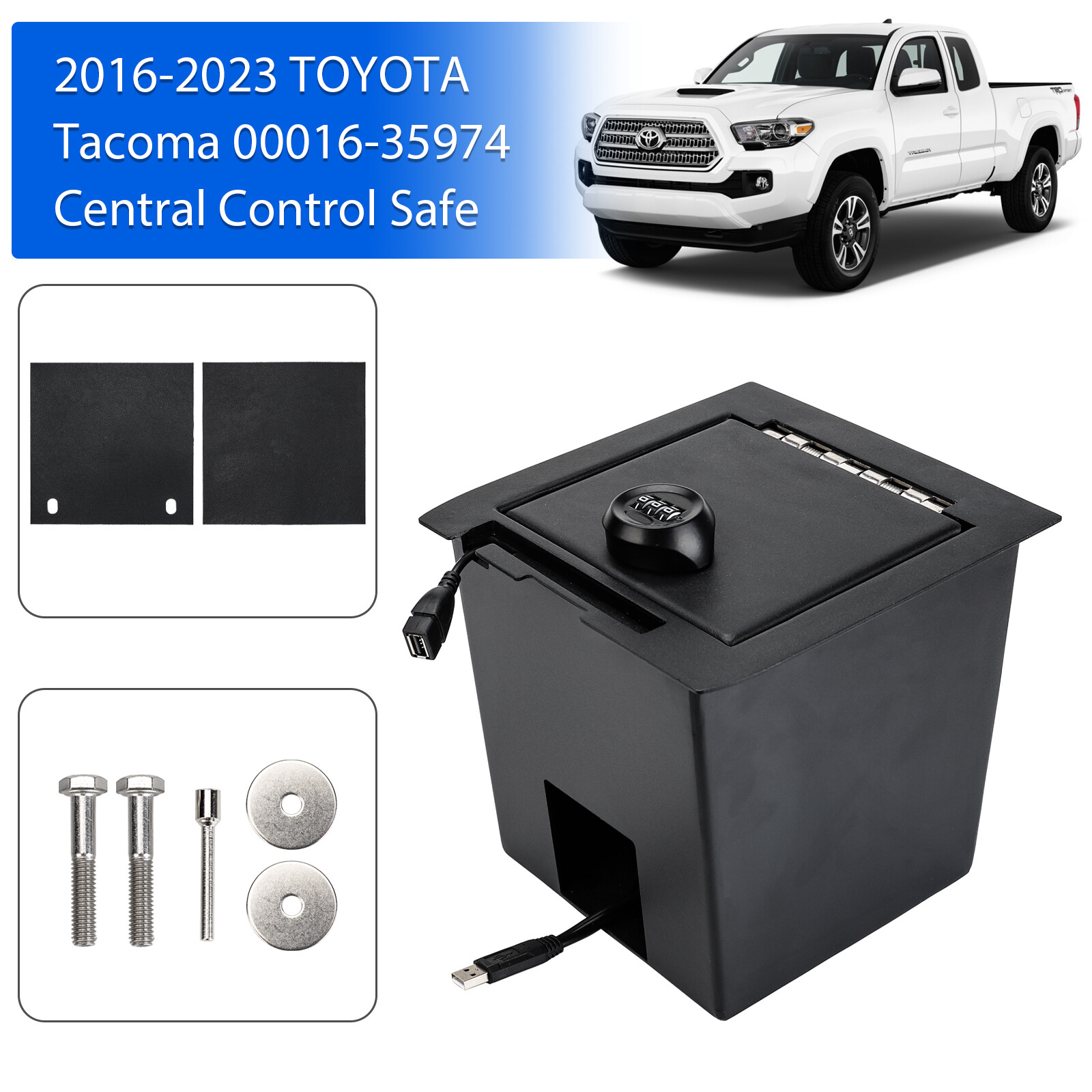 For 2016-2023 Toyota Tacoma Center Console Safe Gun Storage 3-Digit Lock W/ LED