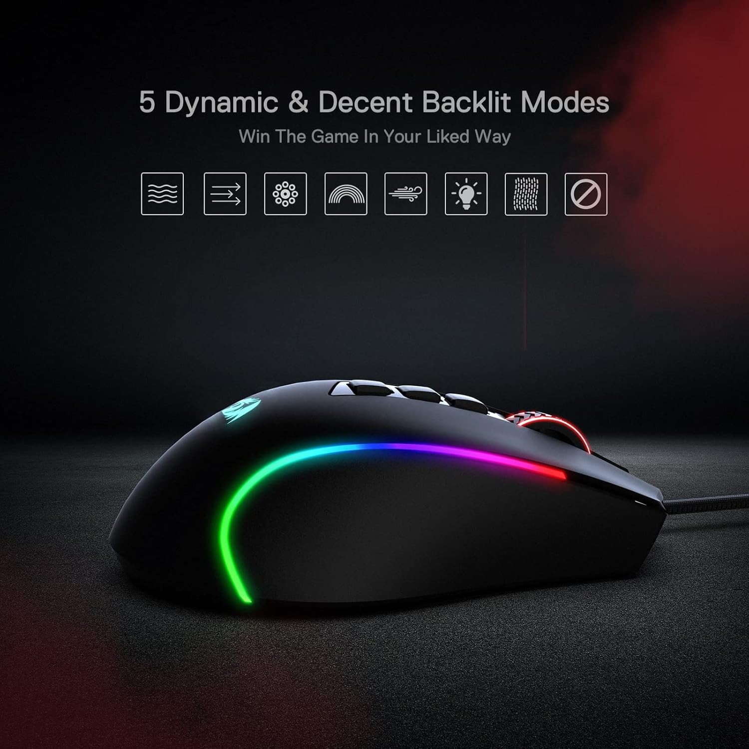 Redragon M612 Predator RGB Gaming Mouse, 8000 DPI Wired Optical Mouse