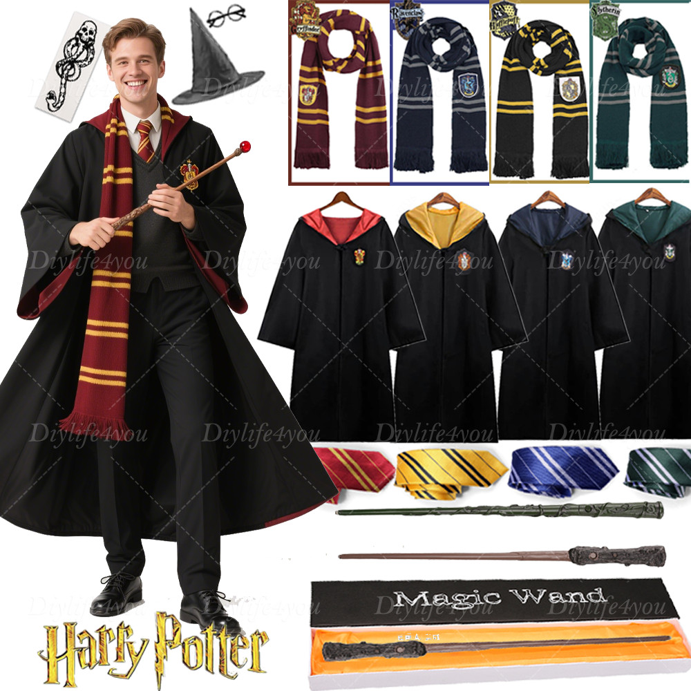 Harry Potter Children Adult Robe Tie Cloak Gryffindor Slytherin Cosplay Costume