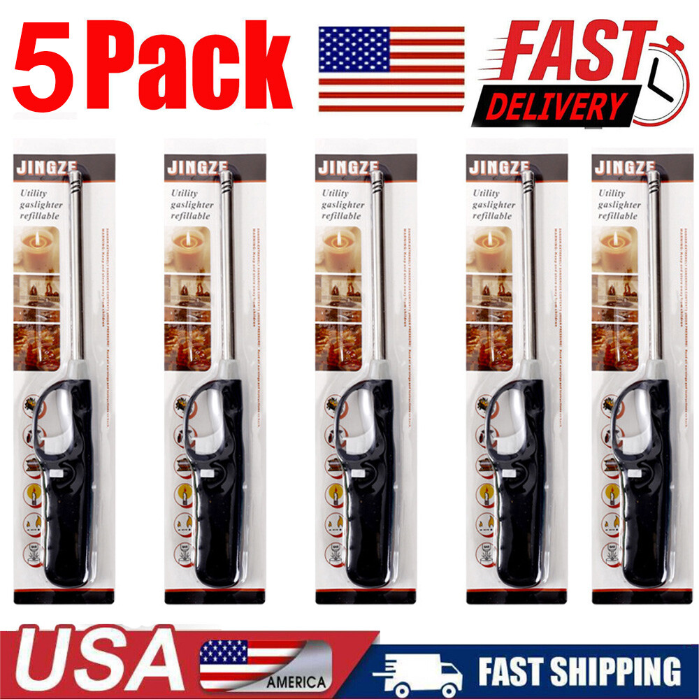 5 Pcs Multi-purpose BBQ Lighter for Butane Kitchen Stove Fireplace Grill Candle