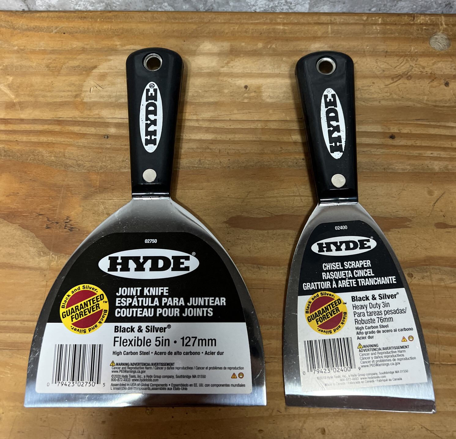 New Lot Of 4 HYDE Putty Joint Knifes Chisel Scraper 5”, 3”, 3”, 2” Tool Gift