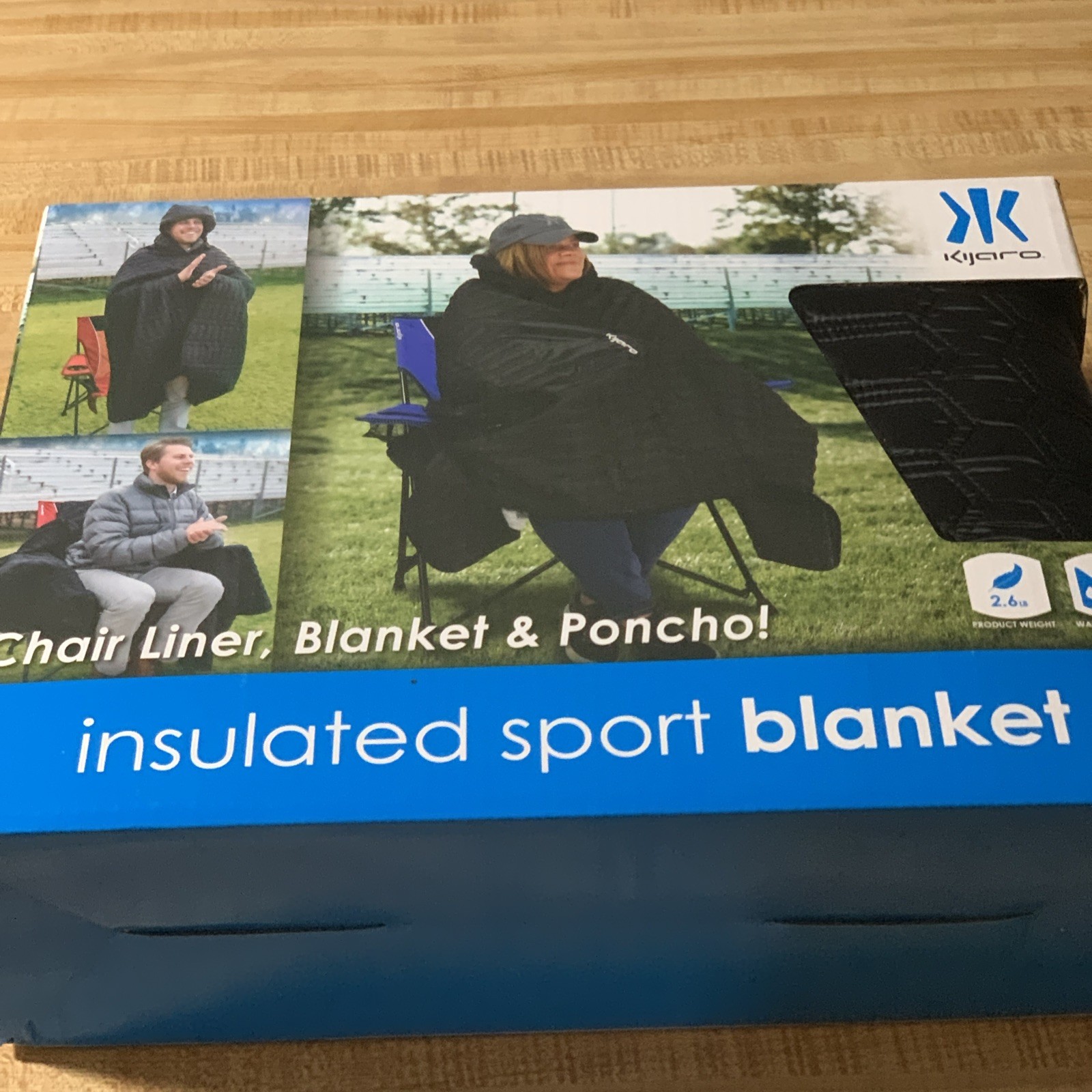 Outdoor Football Season Insulated Blanket/Poncho Black-BRAND NEW -Kijaro Brand
