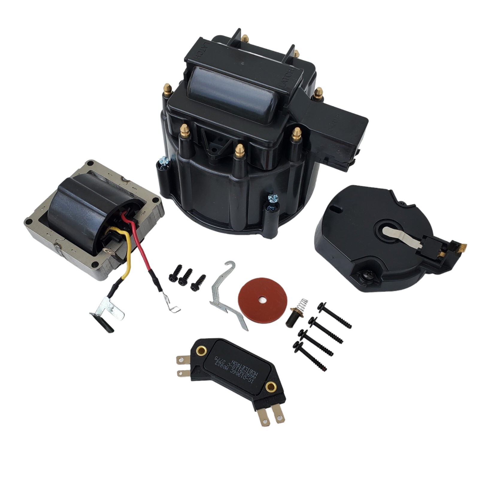 GM HEI Black Distributor Cap & Rotor SBC BBC 65K Volt Coil Module TUNE UP KIT