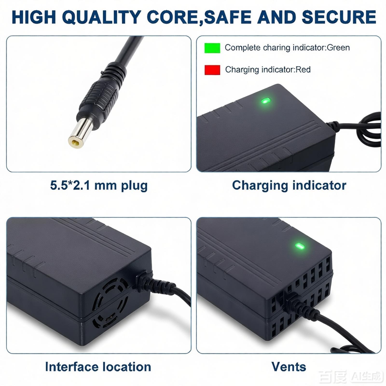 UUG 54.6V 2A Smart Charger 48V Electric Bike Lithium Battery DC 5.5x2.1mm Plug