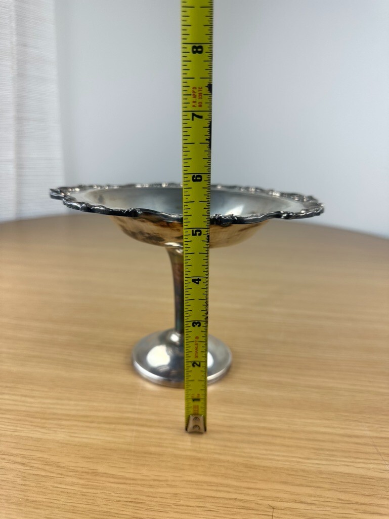 VINTAGE WALLACE ROYAL ROSE SILVER COMPOTE TAZZA FOOTED TRAY