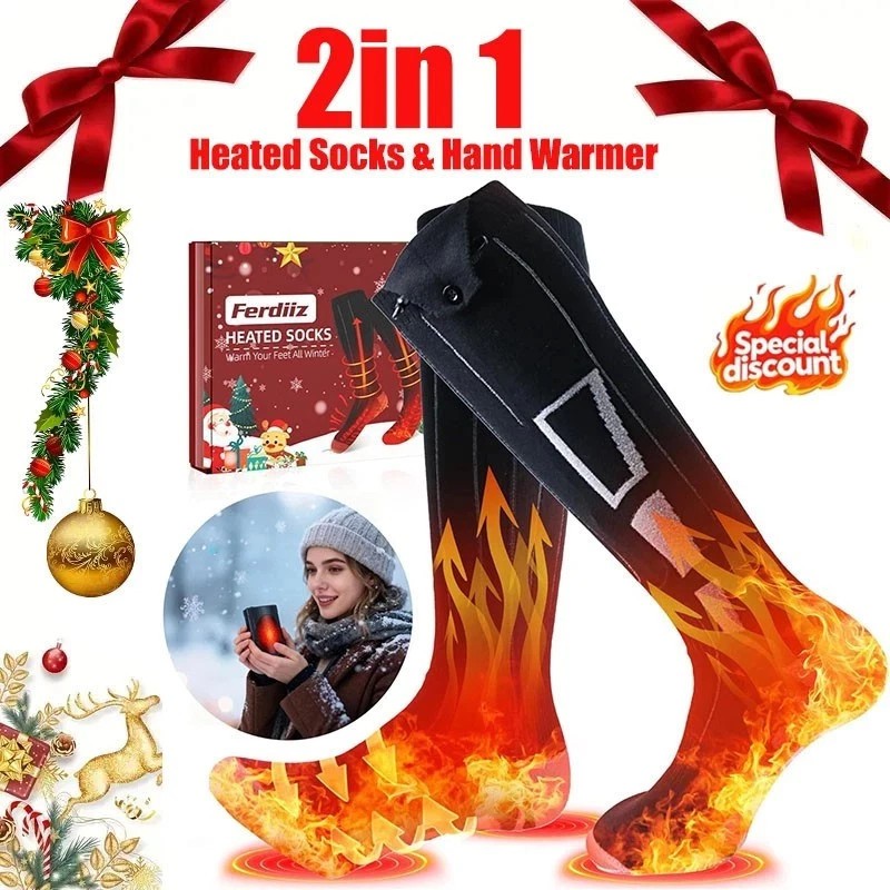 9000mAh Heated Socks & Hand Warmer for Men Women,Rechargeable Heated Socks Xmas