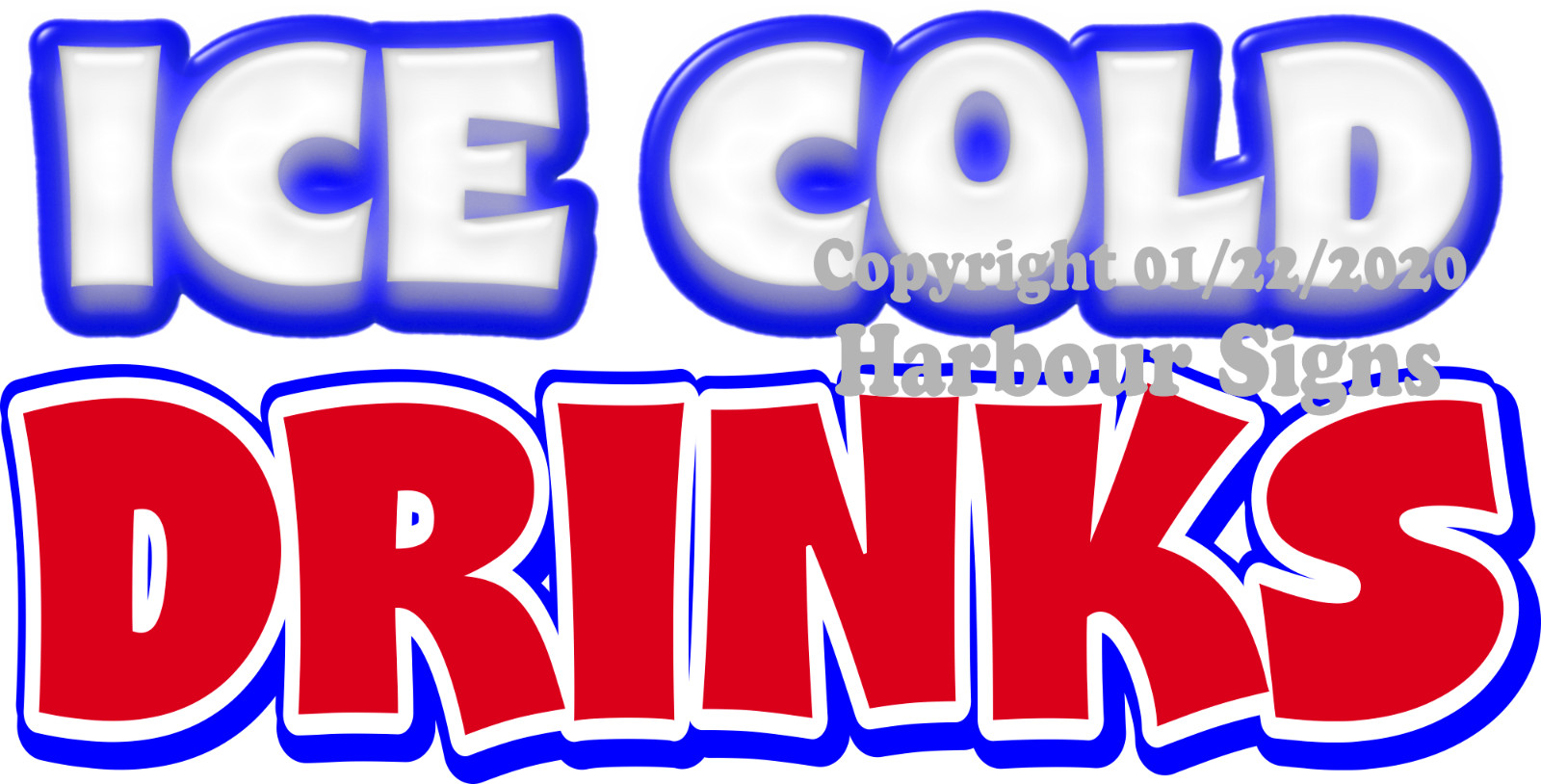 (CHOOSE YOUR SIZE)  Ice Cold Drinks DECAL Concession Food Truck Vinyl Sticker