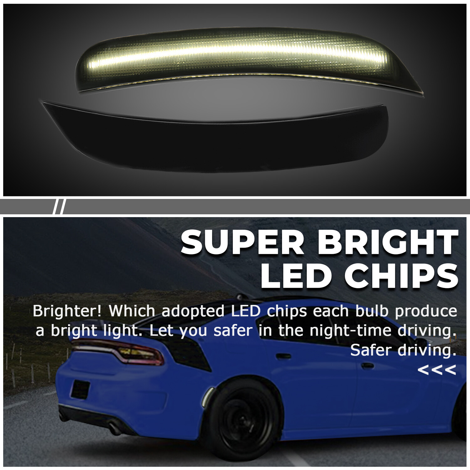 4x Smoked LED Side Marker Lights For 15-22 Dodge Charger R/T Scat Pack SXT SRT