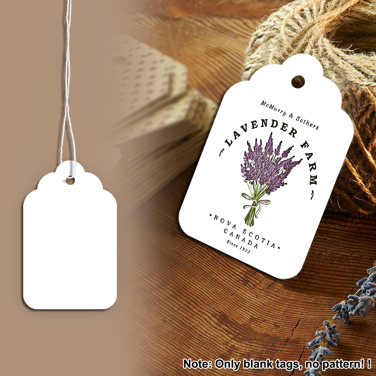 Garage Sale Price Tags Size #5 Blank White Merchandise Hang String Strung US