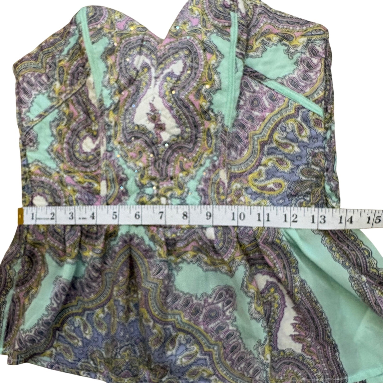 Baby Phat Paisley Bustier Top M Y2K Corset Boho Coquette Fairycore Festival