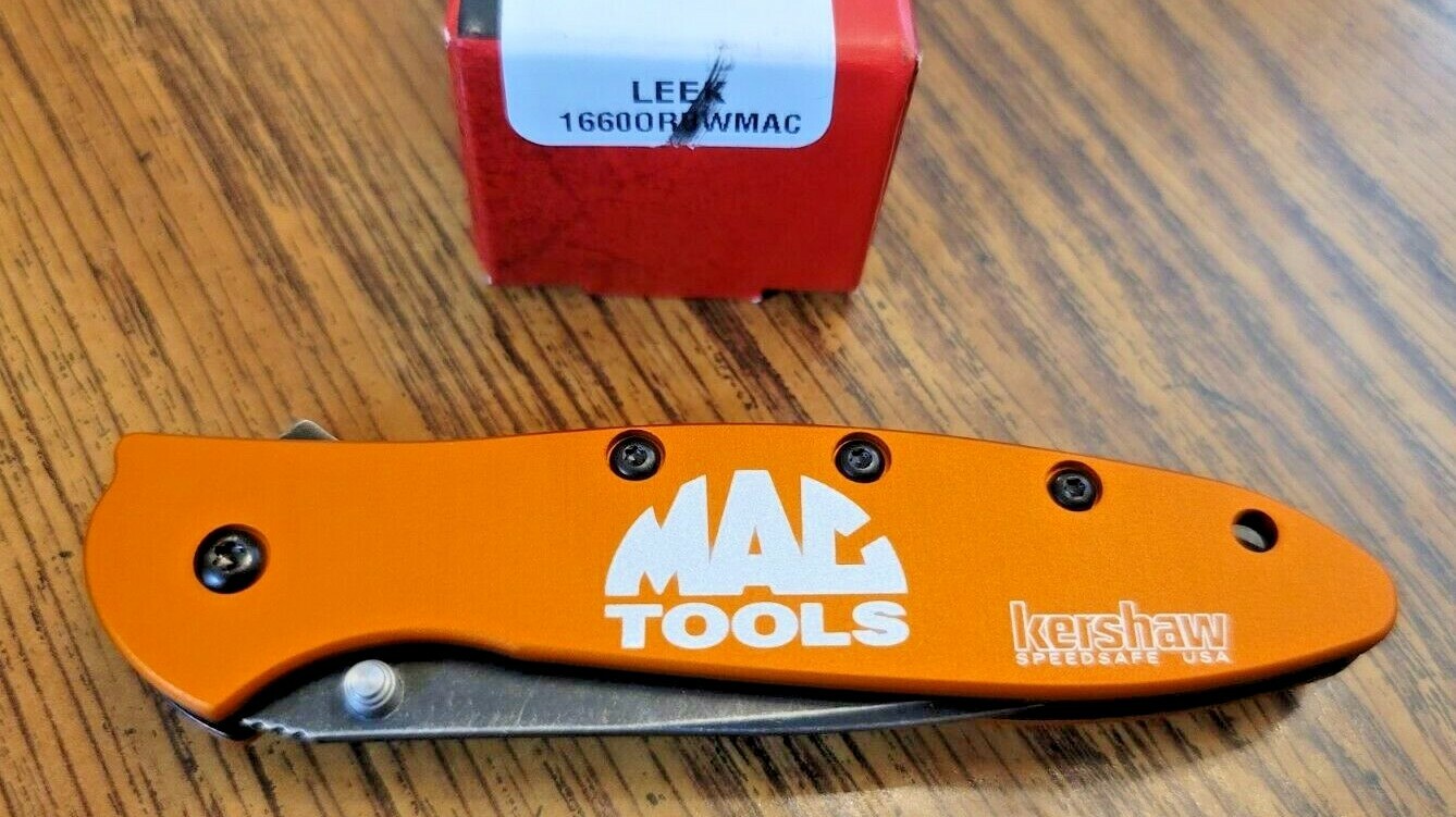 MAC Tools Orange Kershaw LEEK Pocket Knife Clip Assisted Opening USA 1660ORBWMAC
