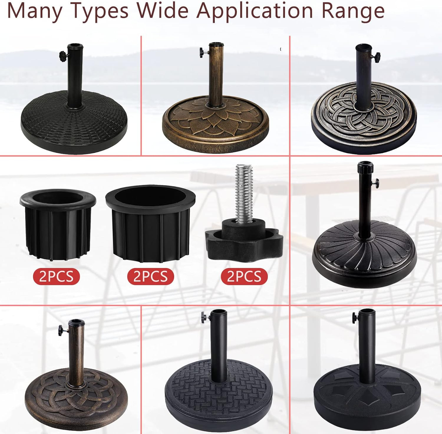 6 Pcs Umbrella Base Stand Replacement Parts,Patio Umbrella Base Replacement Part