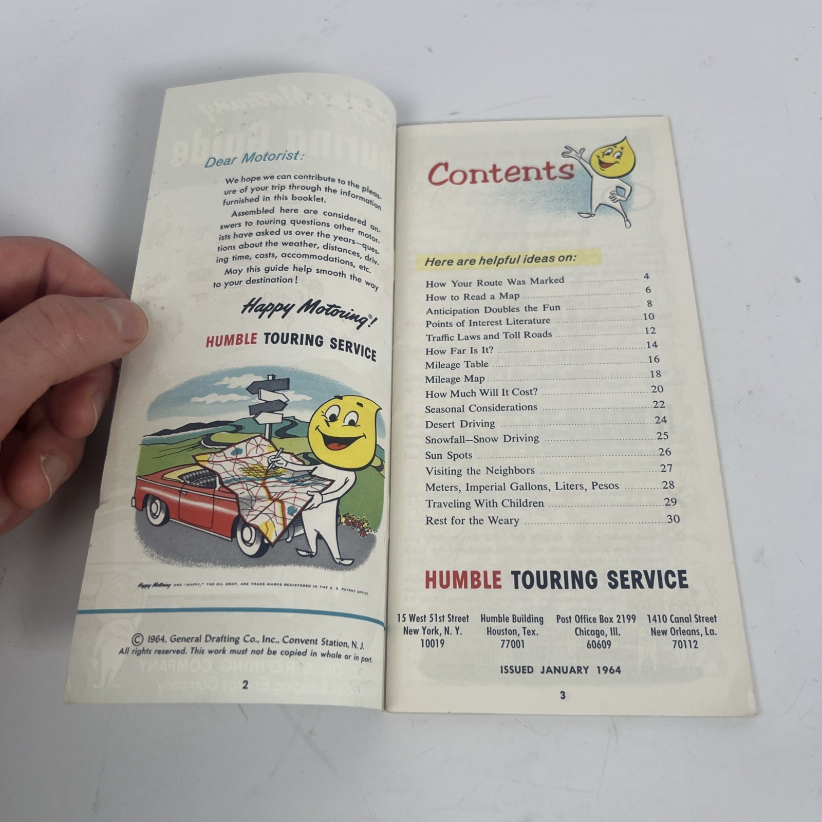 ESSO Happy Motoring Touring Guide Brochure Vintage 1964 Good Used Condition