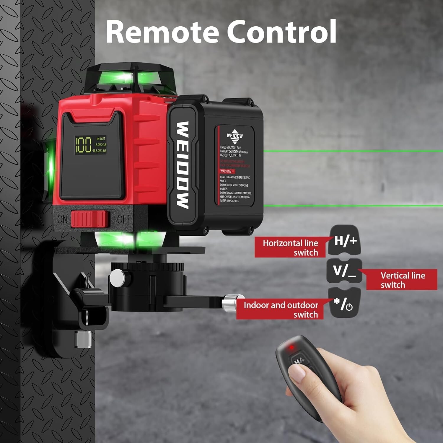 16 Lines Laser Level Self Leveling Accurate 4×360° with 4800 mAh Battery