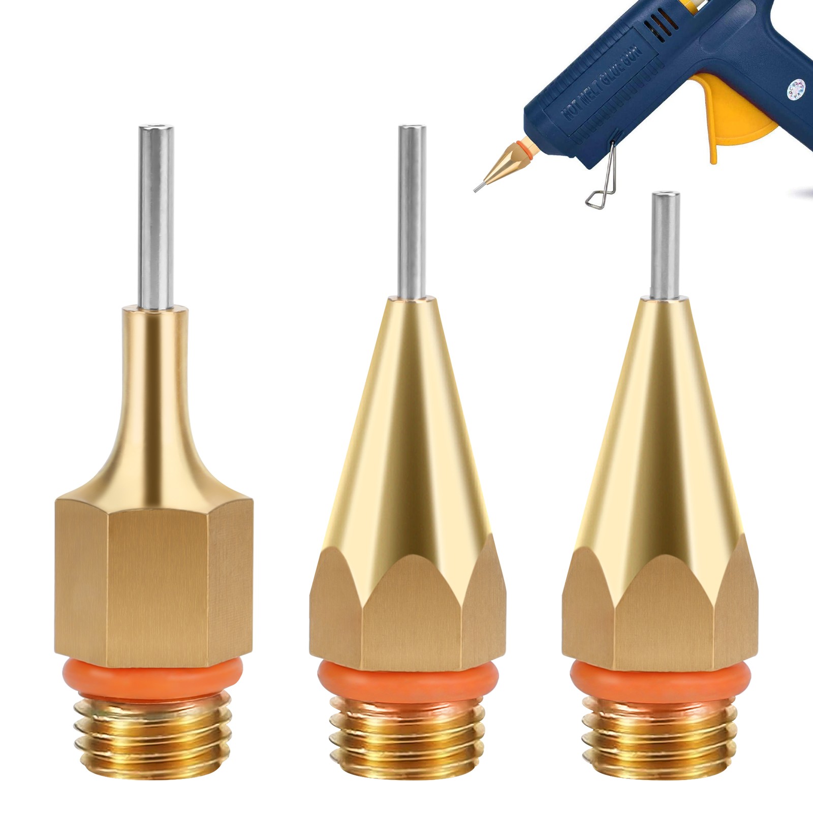1 1.3 1.5mm Small Hole Hot Melt Glue Gun Nozzle Brass Fine Tip for 11mm Sticks