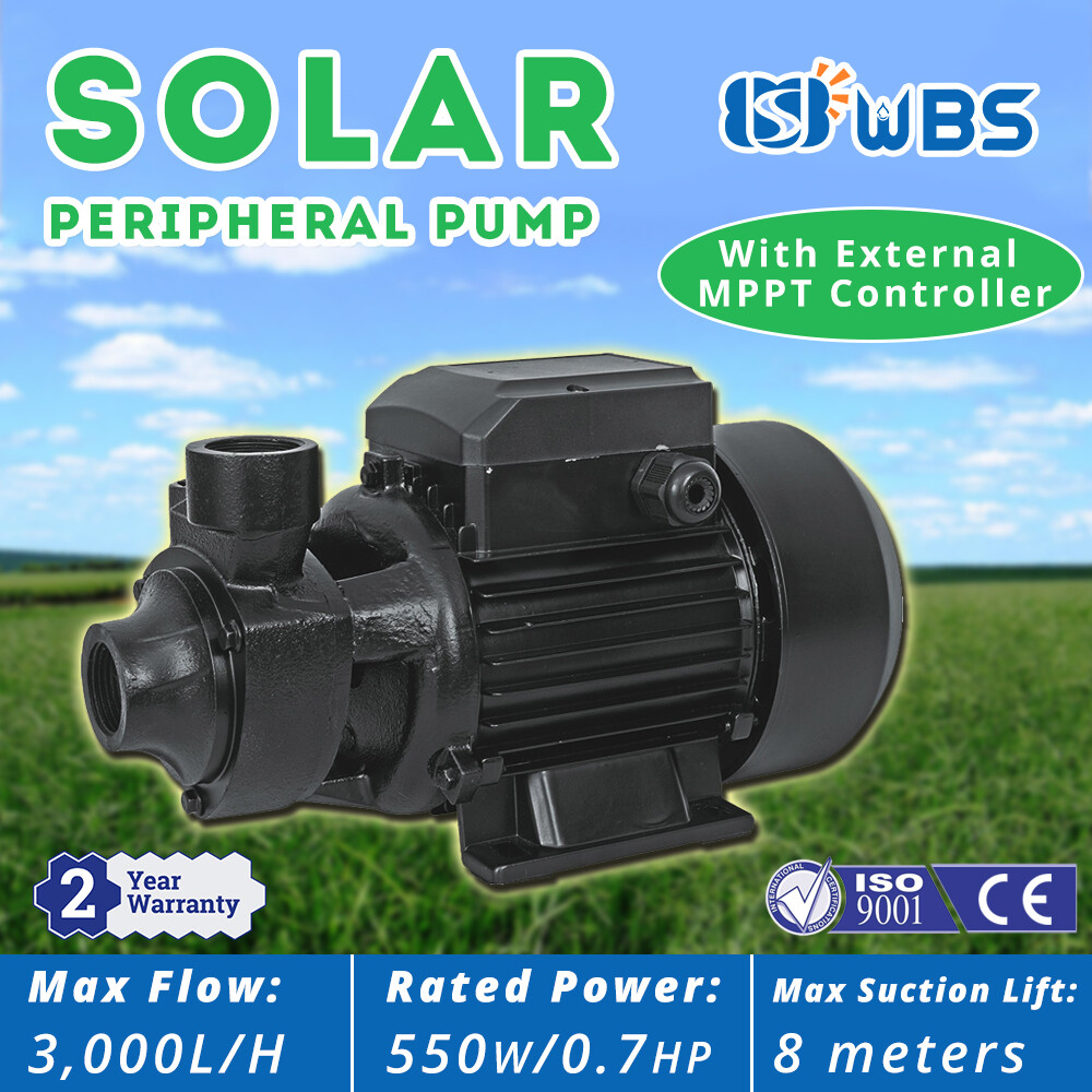 DC Solar Water Above-Ground Vortex Pump Surface Irrigation Farm Garden 550W 48V