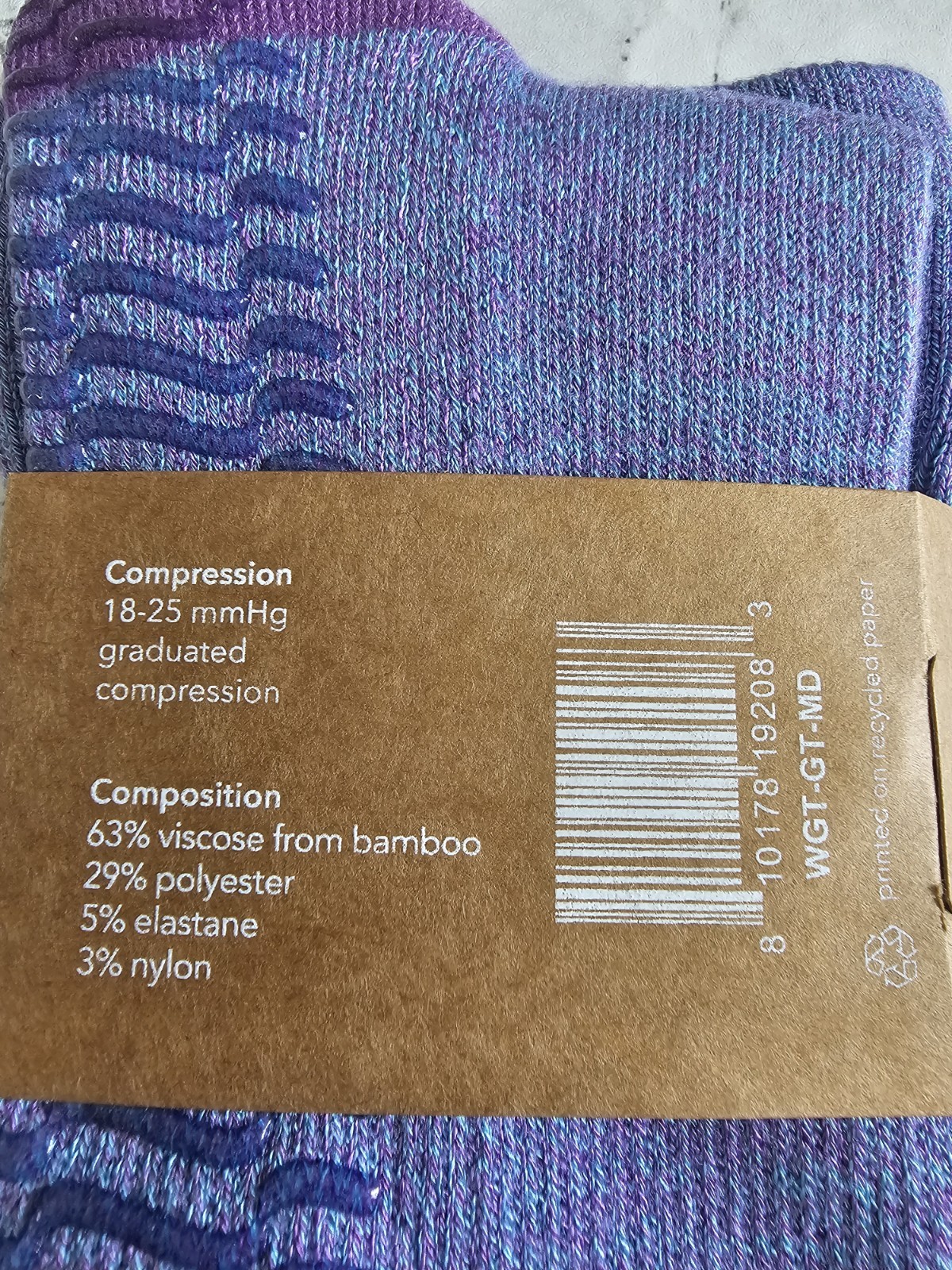 Wellow Size Medium Wide Calf Bamboo Compression Socks In Galaxy Twist