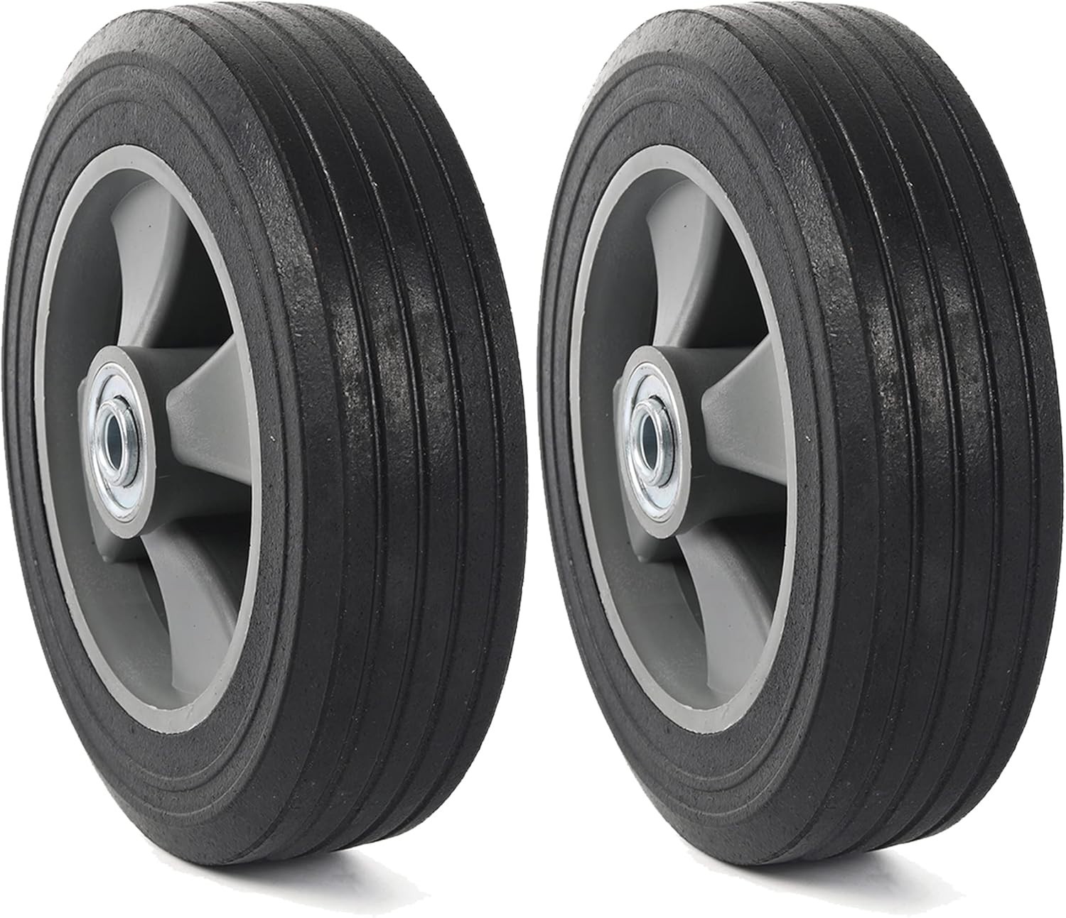 Easy-Install 8" x 2" Flat-Free Wheels for Dollies & Garden Carts - Set of 2