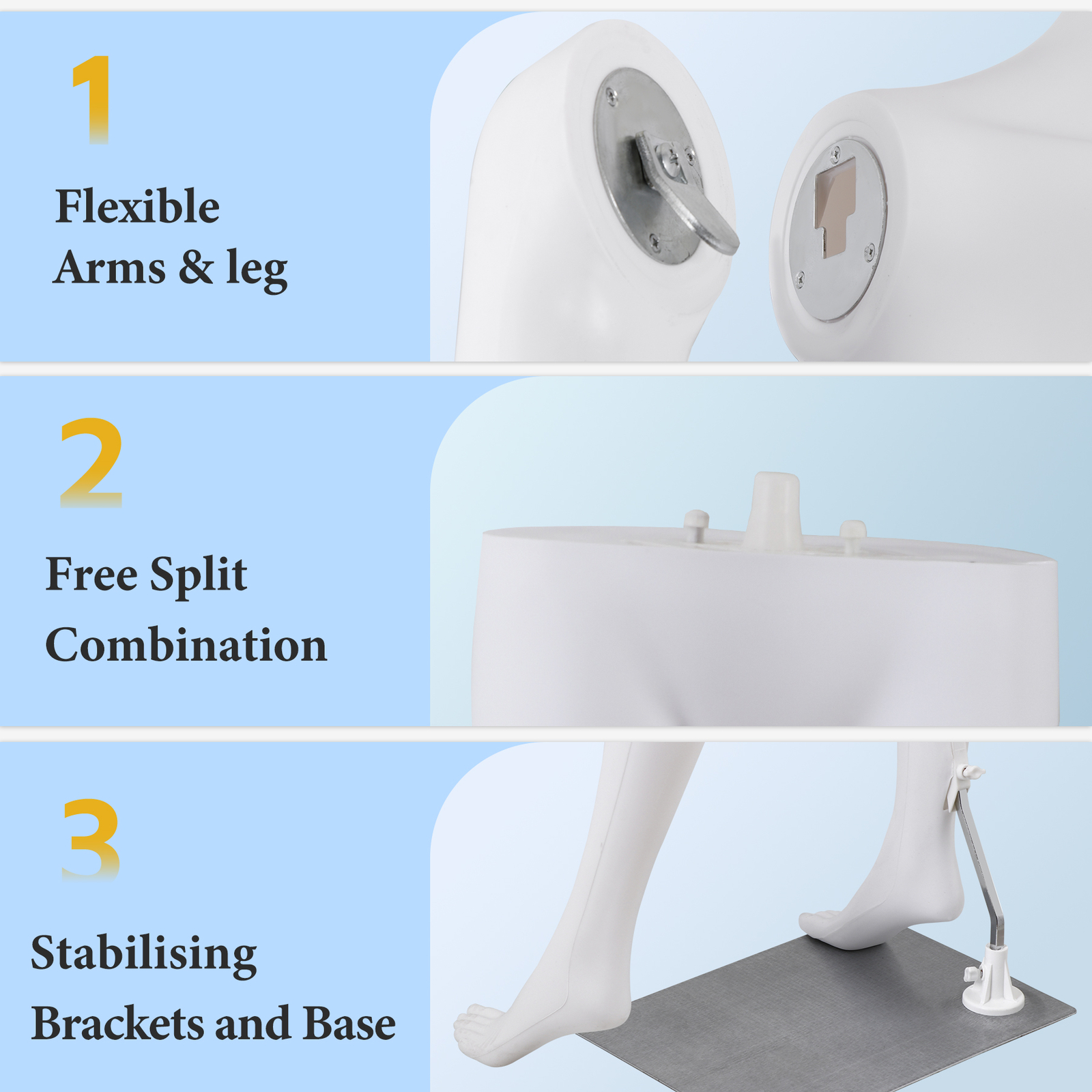 Female Mannequin Full Body Dress Form Adjustable 70" Realistic Detachable White