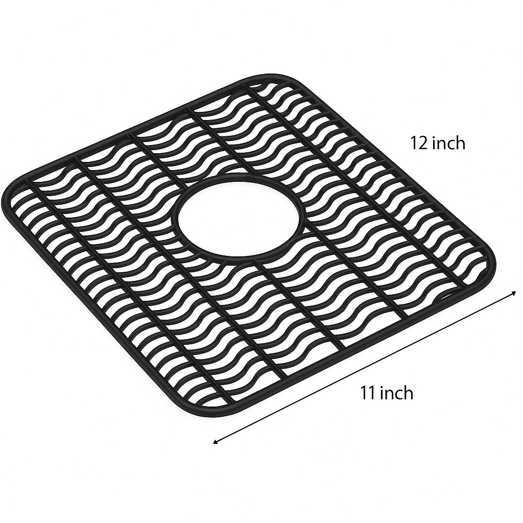 Sink Protector Mat 2 Pack Plastic with Center Drain Cutout Protect Sink 11 x 12"
