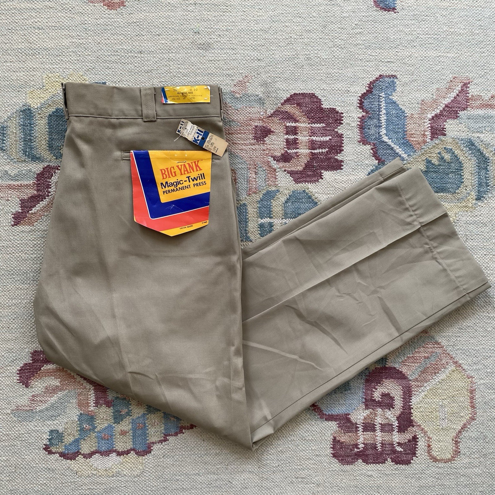Vintage Big Yank Deadstock Magic Twill Work Pants 38x30 Khaki 70s Workwear Union