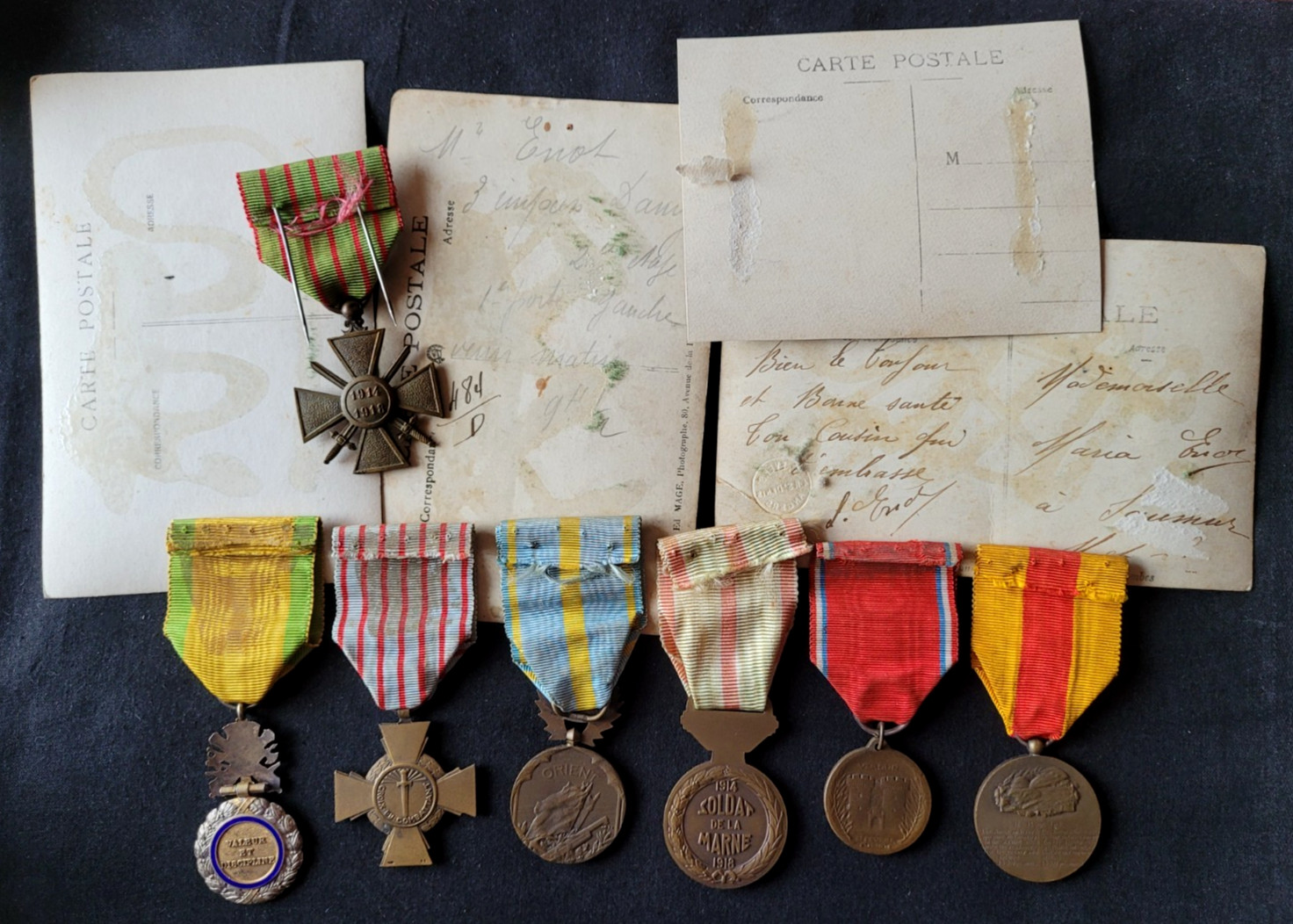 WW1 Original set French Military Medals 1914 1918 Orient Marne Verdun St Mihiel