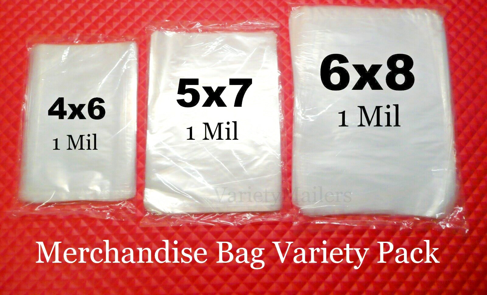 300 Small Merchandise Bag Variety Pack 4x6 5x7 6x8 / 1 Mil Plastic Baggies
