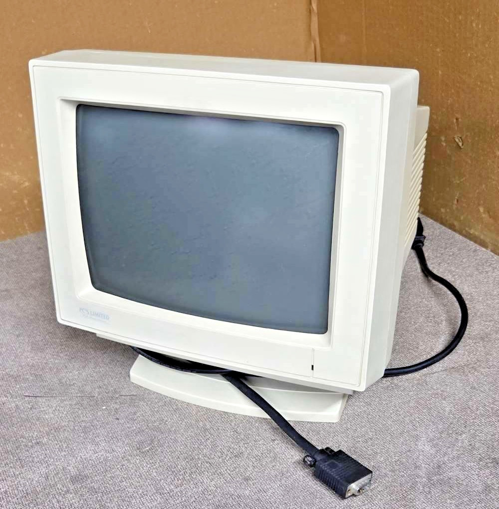 Vintage 1988 PC's Limited/Dell B&W 12" VGA monochrome CRT monitor, still working