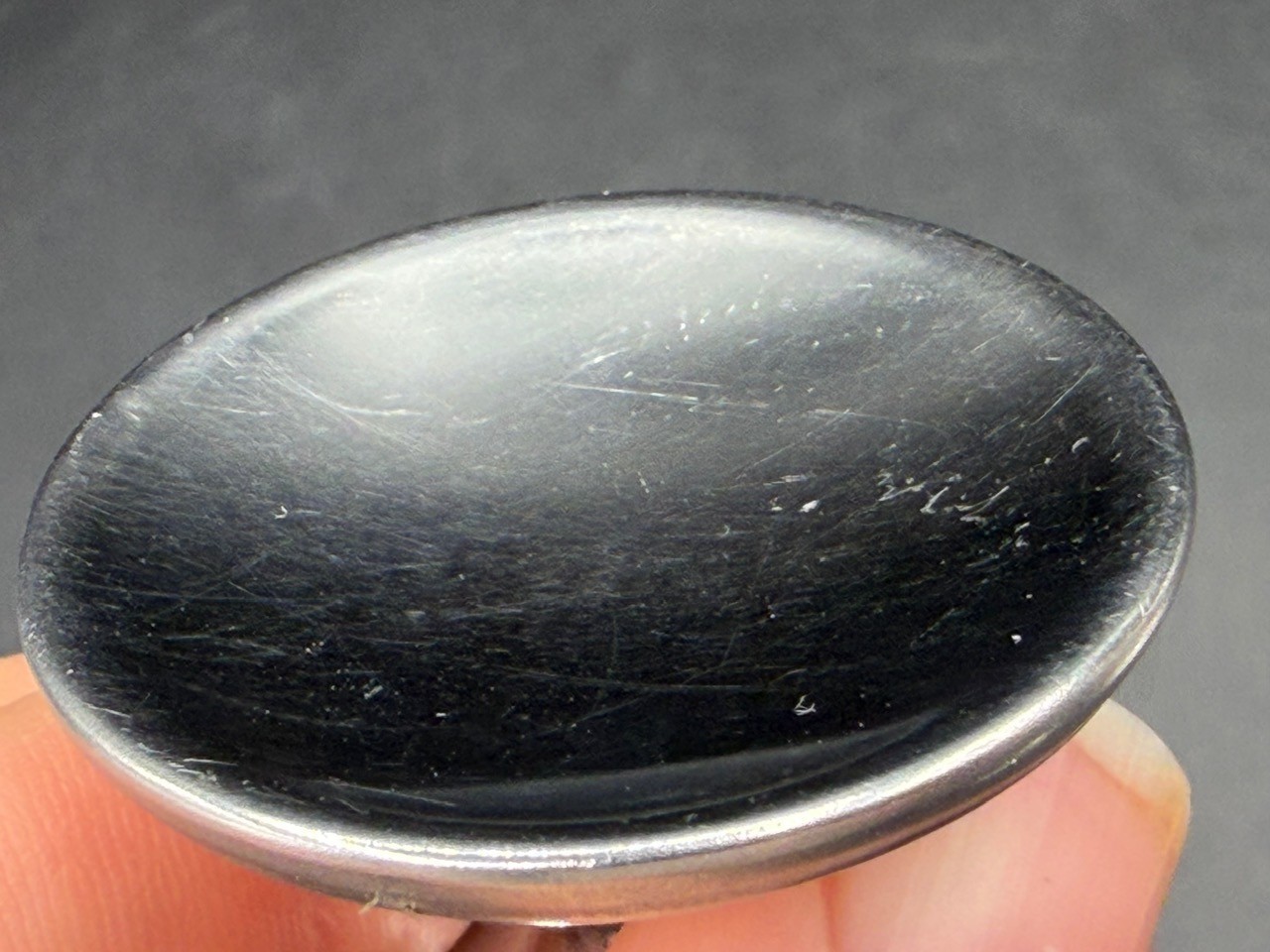 3 Vintage Chrome Concave Round Pull Knobs w/ Matching Backplates & Screws.