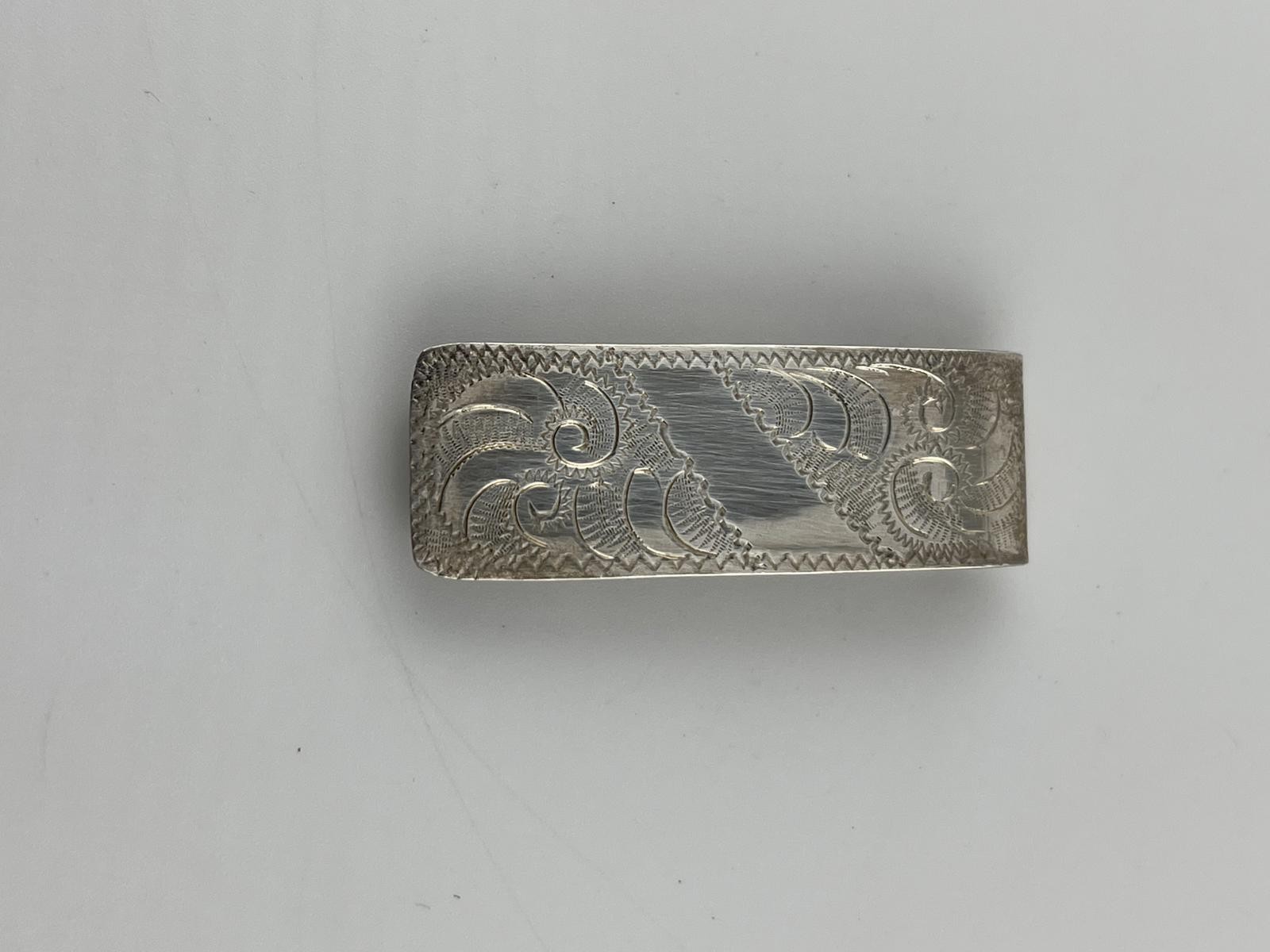 925-Vintage Sterling Silver Engraved Money Clip 2in Classic Elegant Accessory