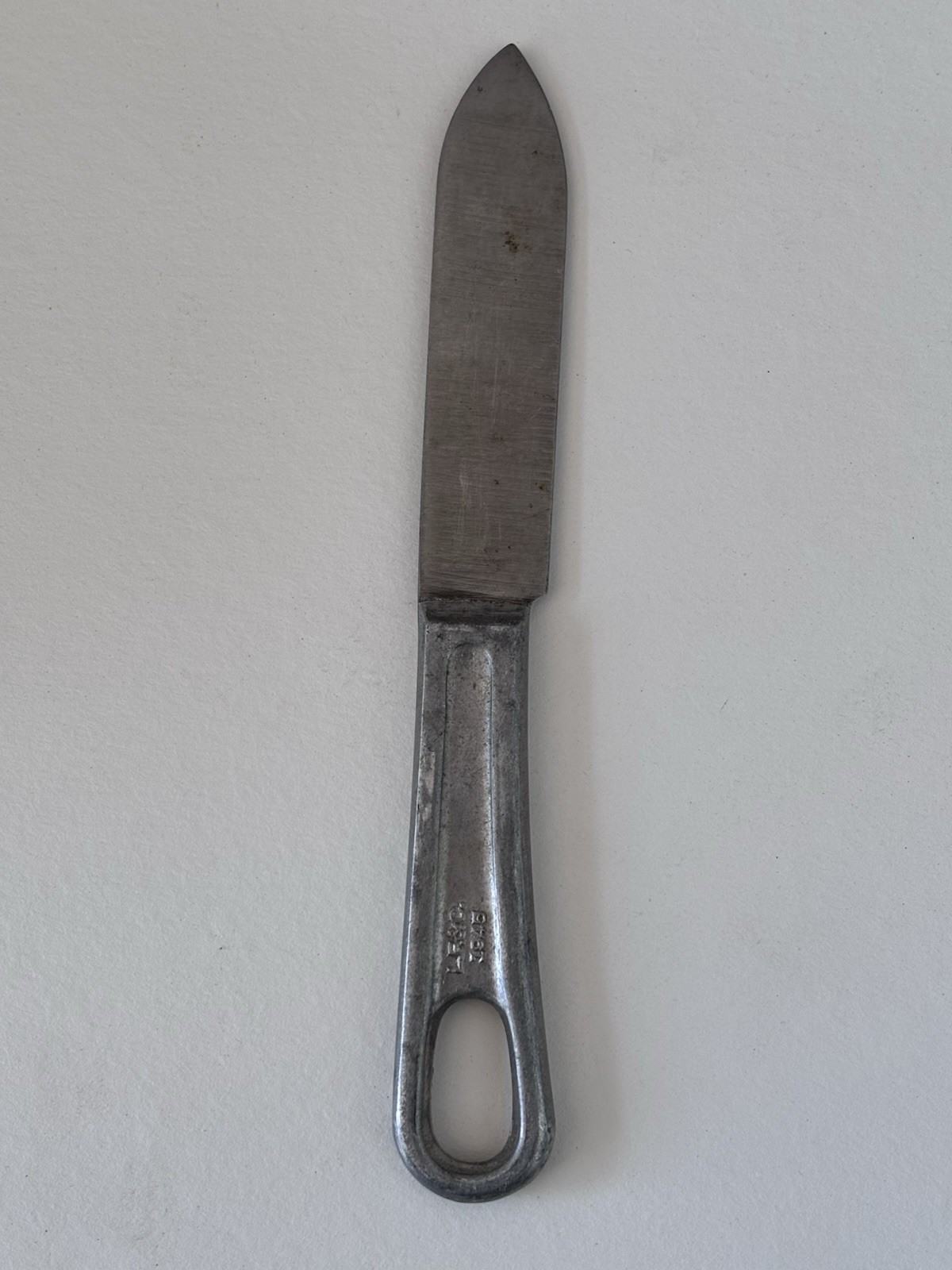 NICE -Vintage US Military Mess Kit Stainless Knife Handle Utensil L. F. & C 1945